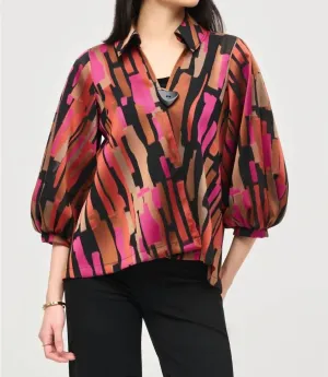 Abstract Print Asymmetric Swing Jacket In Black/multi