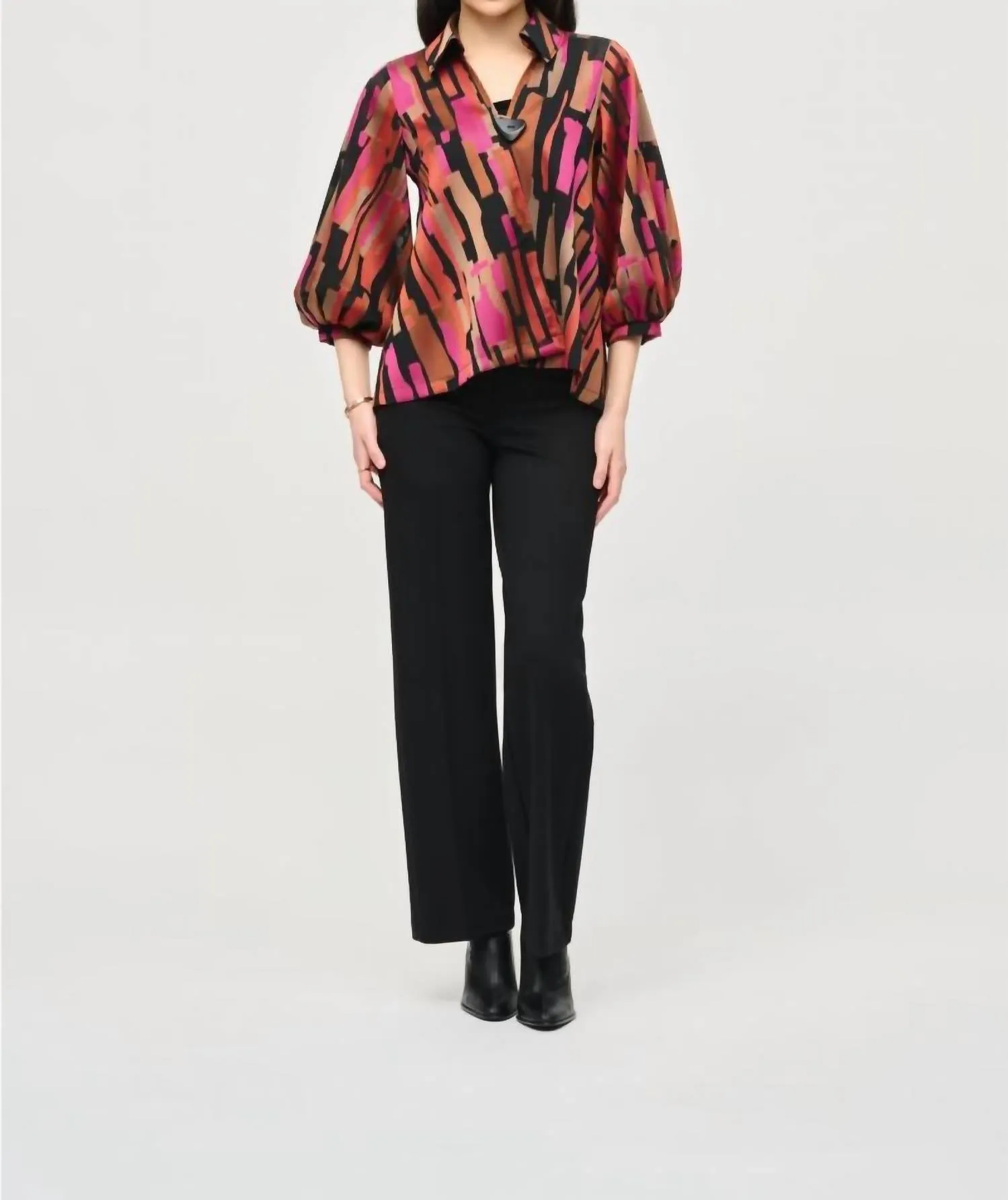 Abstract Print Asymmetric Swing Jacket In Black/multi