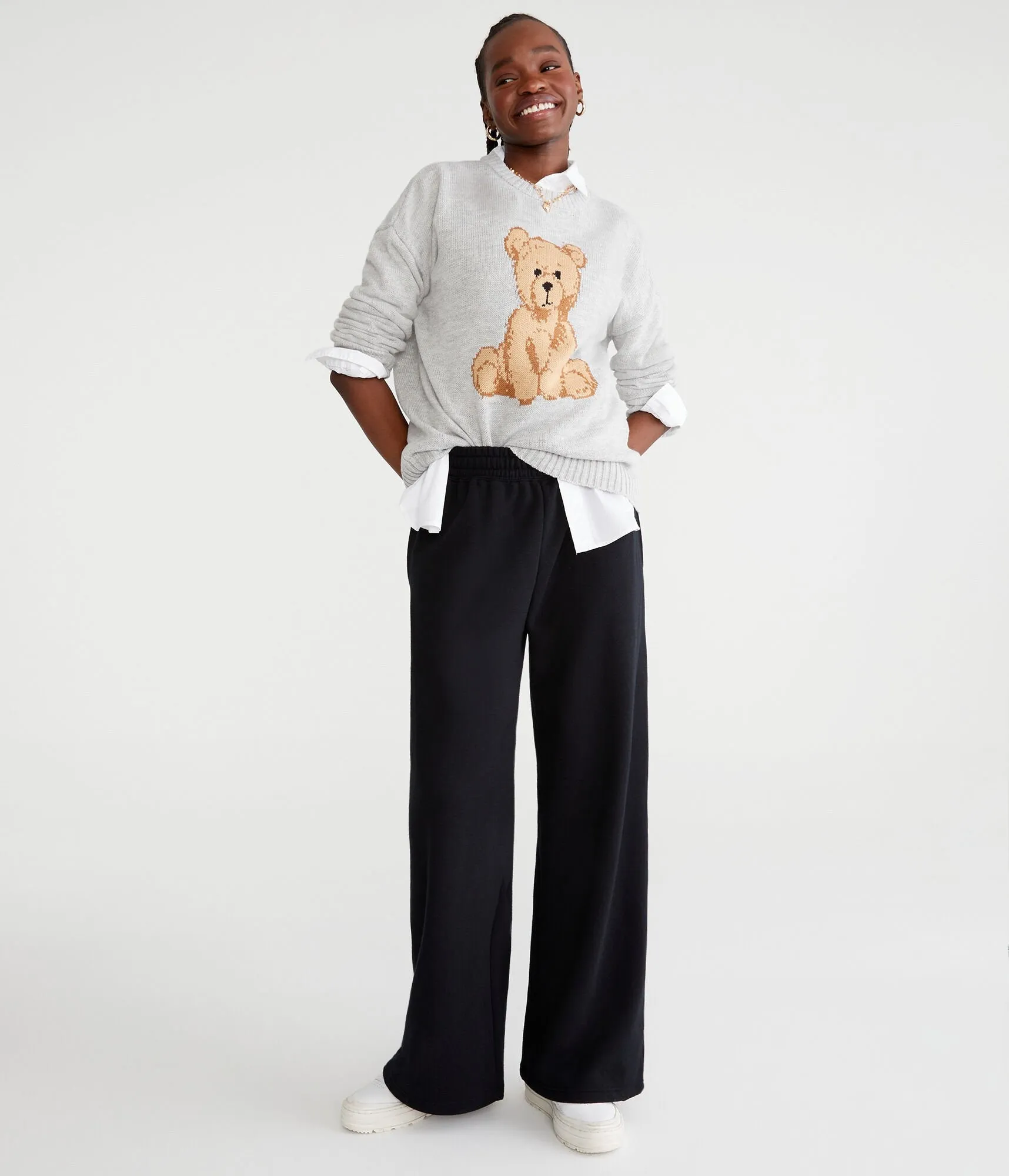 Aeropostale Mid-Rise Wide Leg Sweatpants