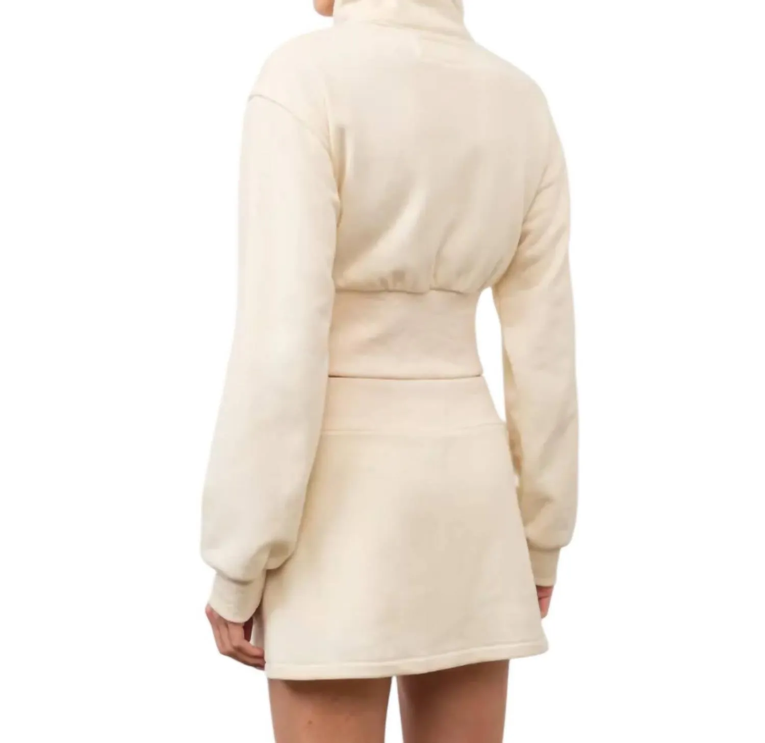 Alicia Cropped 2-Way Zip Up Jacket In Ivory