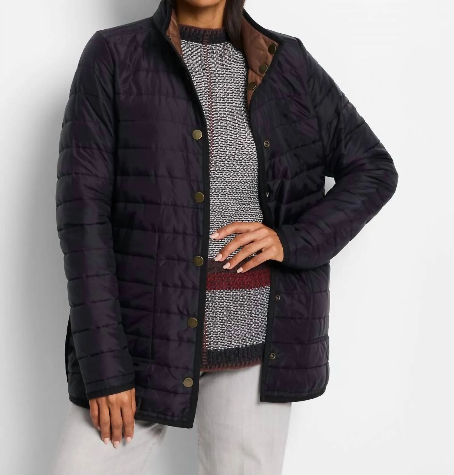 Allovette Reversible Puffer Jacket In Brown Multi