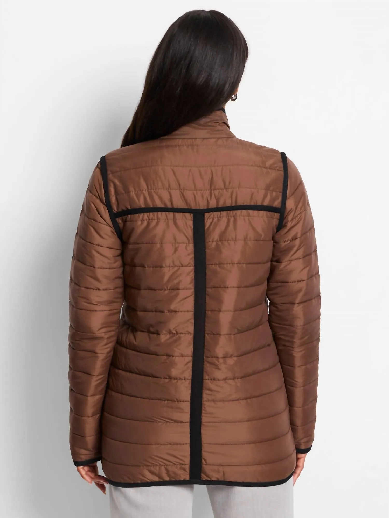 Allovette Reversible Puffer Jacket In Brown Multi