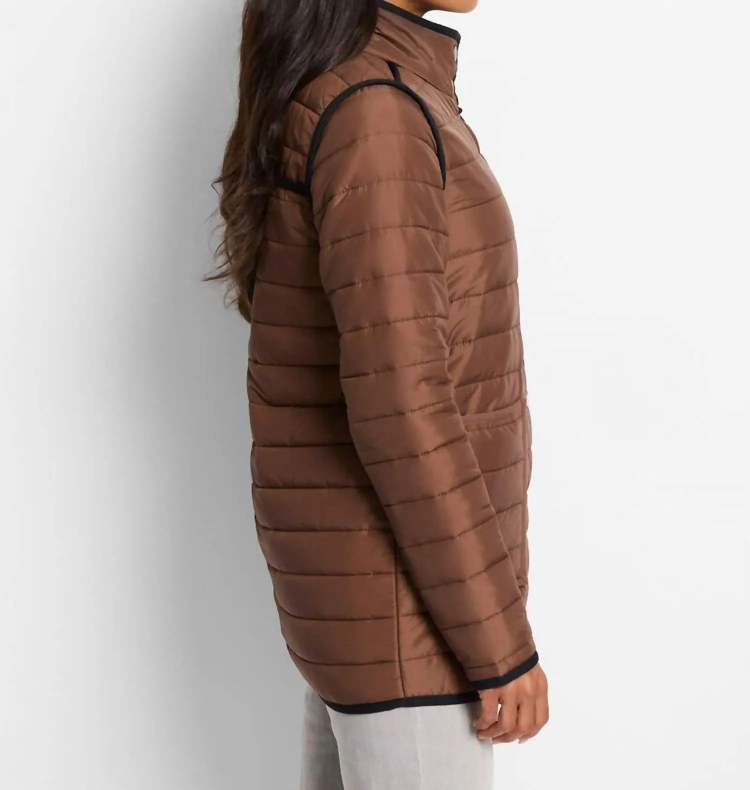Allovette Reversible Puffer Jacket In Brown Multi