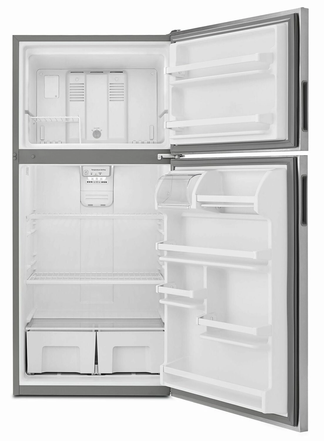 Amana ART308FFDM 30-Inch Wide Top-Freezer Refrigerator With Garden Fresh Crisper Bins - 18 Cu. Ft. - Monochromatic Stainless Steel