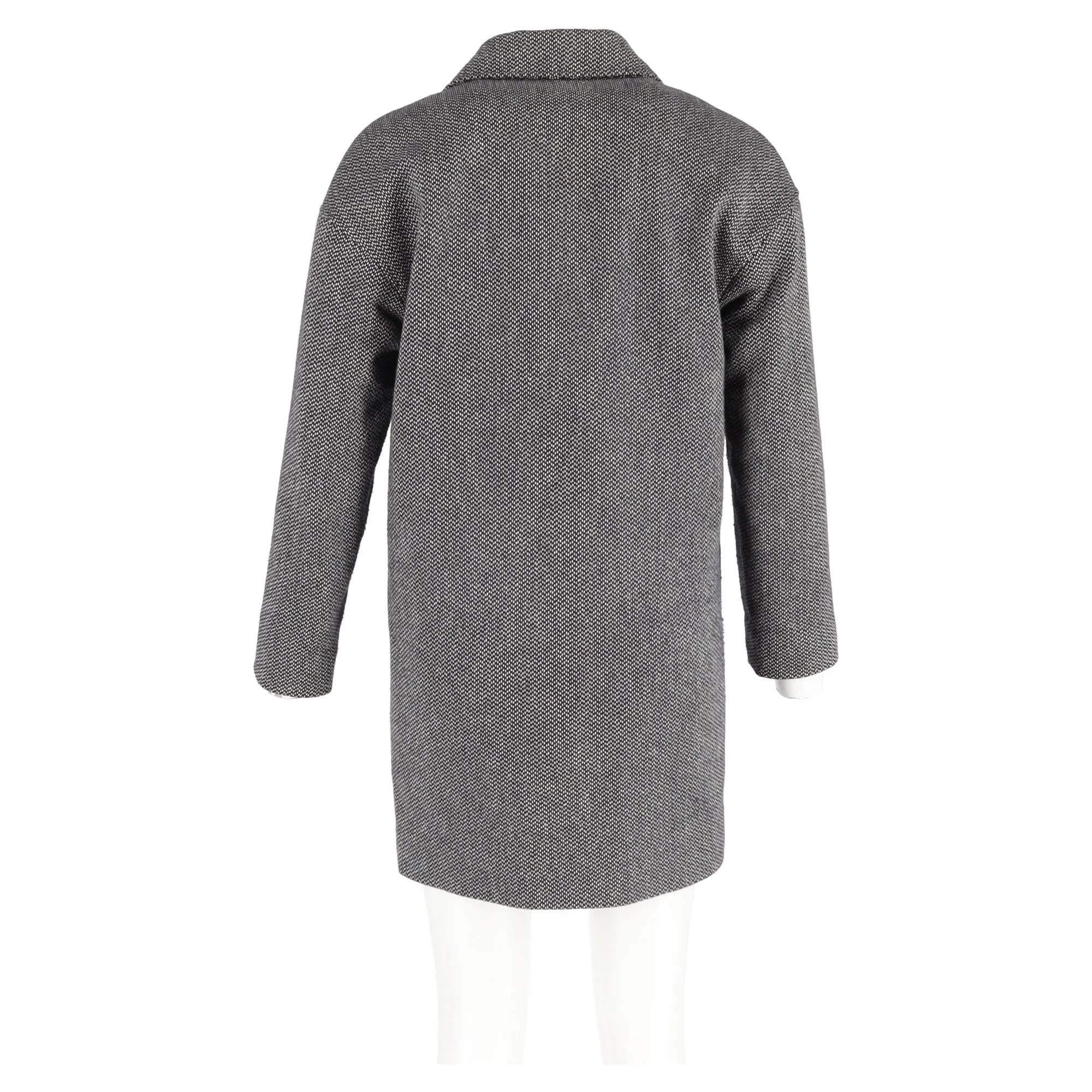 A.P.C. Buttoned Tweed Coat in Black Wool