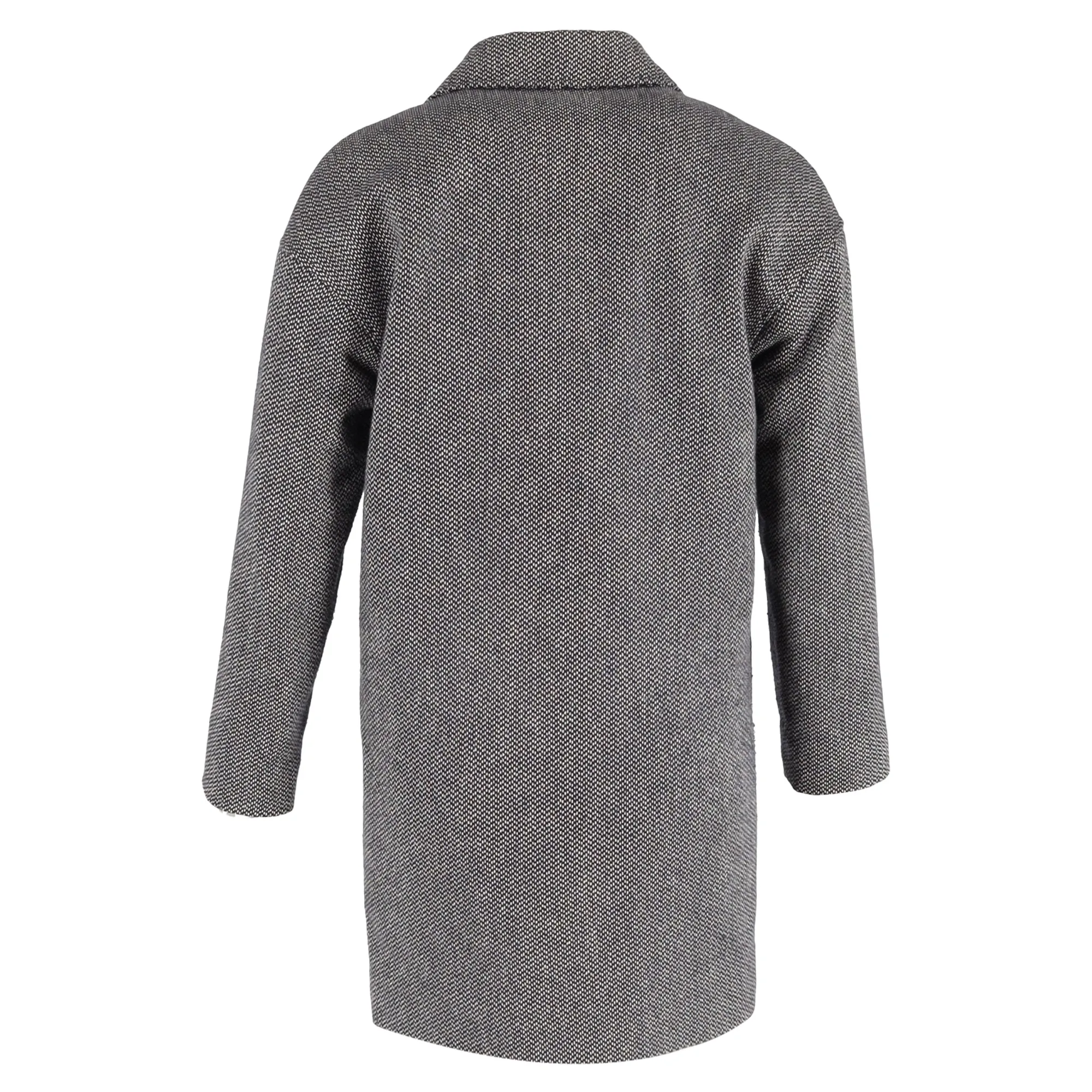 A.P.C. Buttoned Tweed Coat in Black Wool