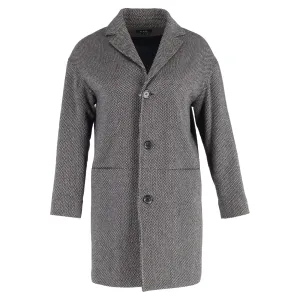 A.P.C. Buttoned Tweed Coat in Black Wool