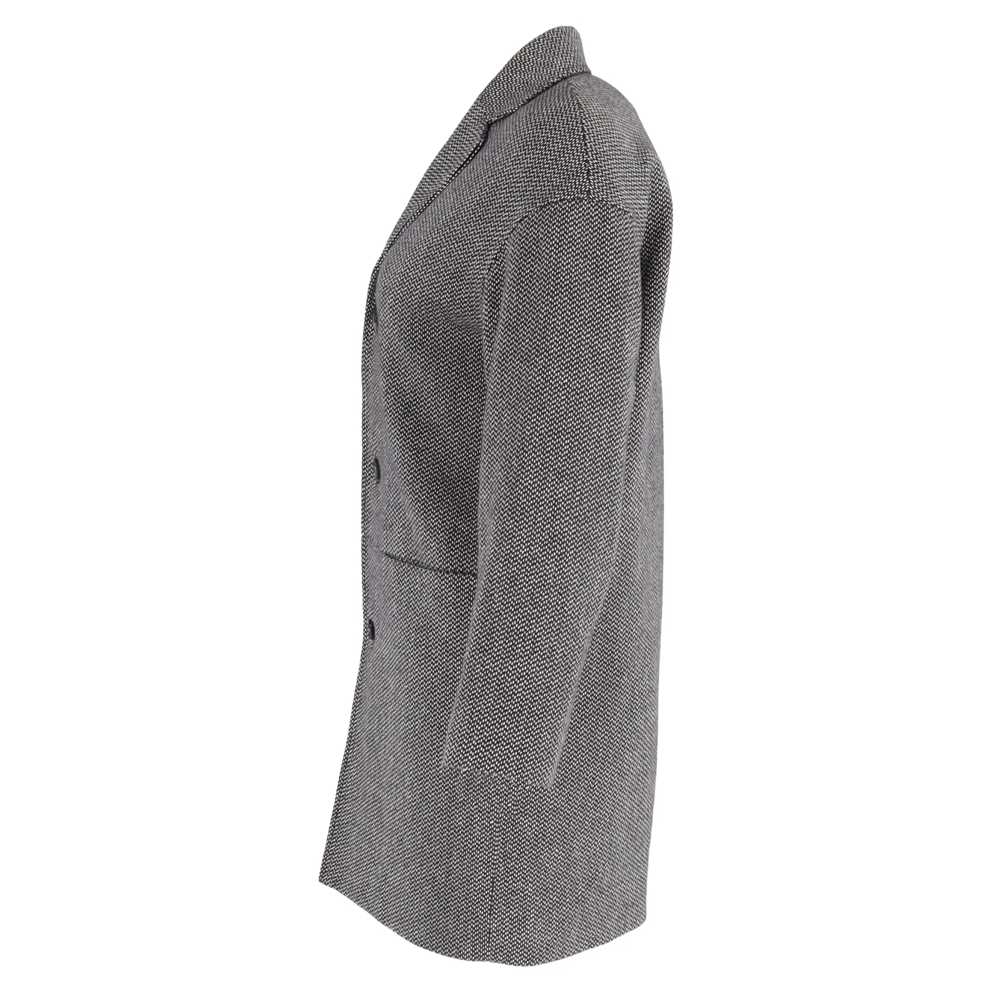 A.P.C. Buttoned Tweed Coat in Black Wool