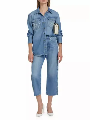 Atelier Oversized Shirt Jacket In Daylight Pearl