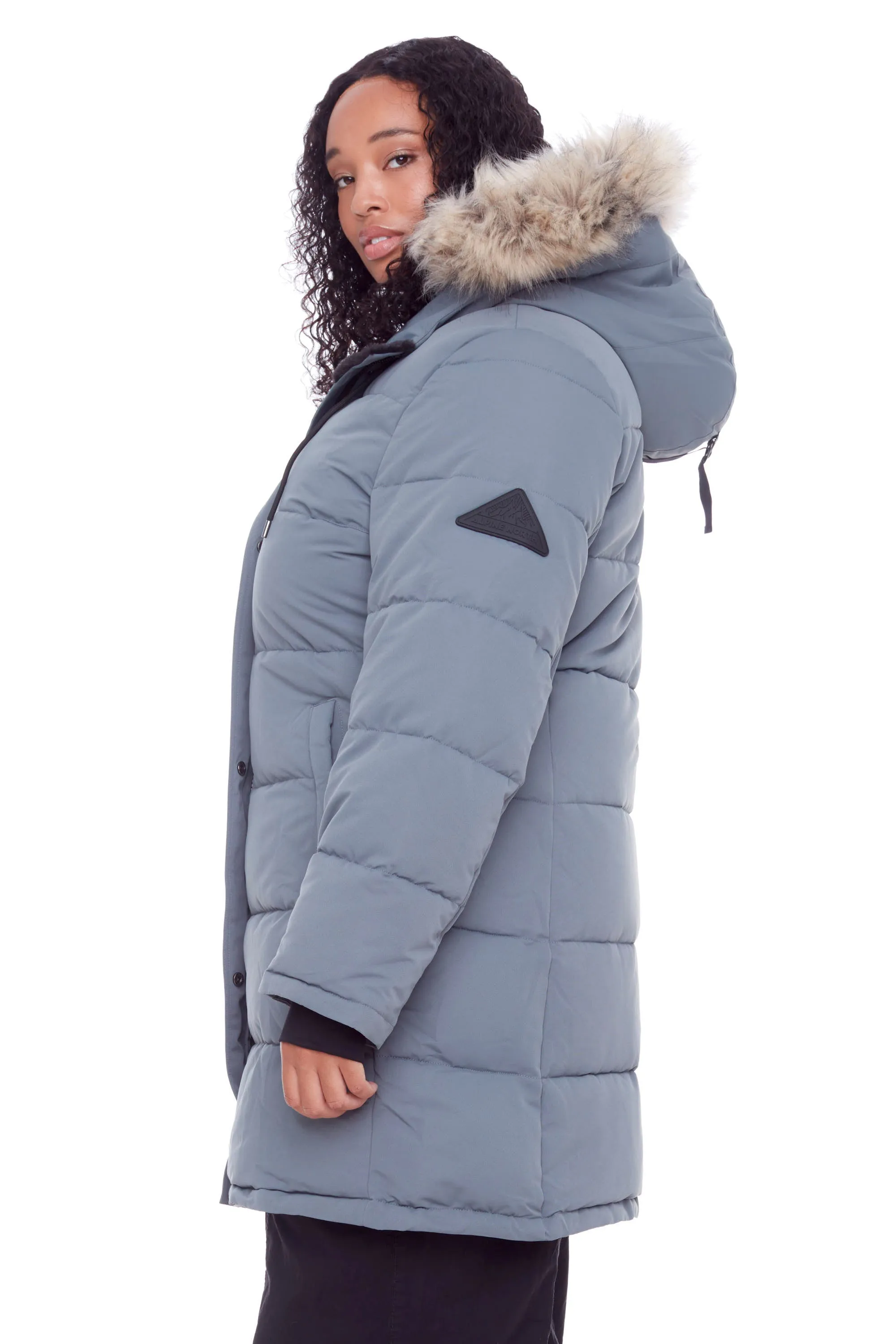 AULAVIK PLUS | WOMEN'S VEGAN DOWN (RECYCLED) MID-LENGTH HOODED PARKA COAT (PLUS SIZE)
