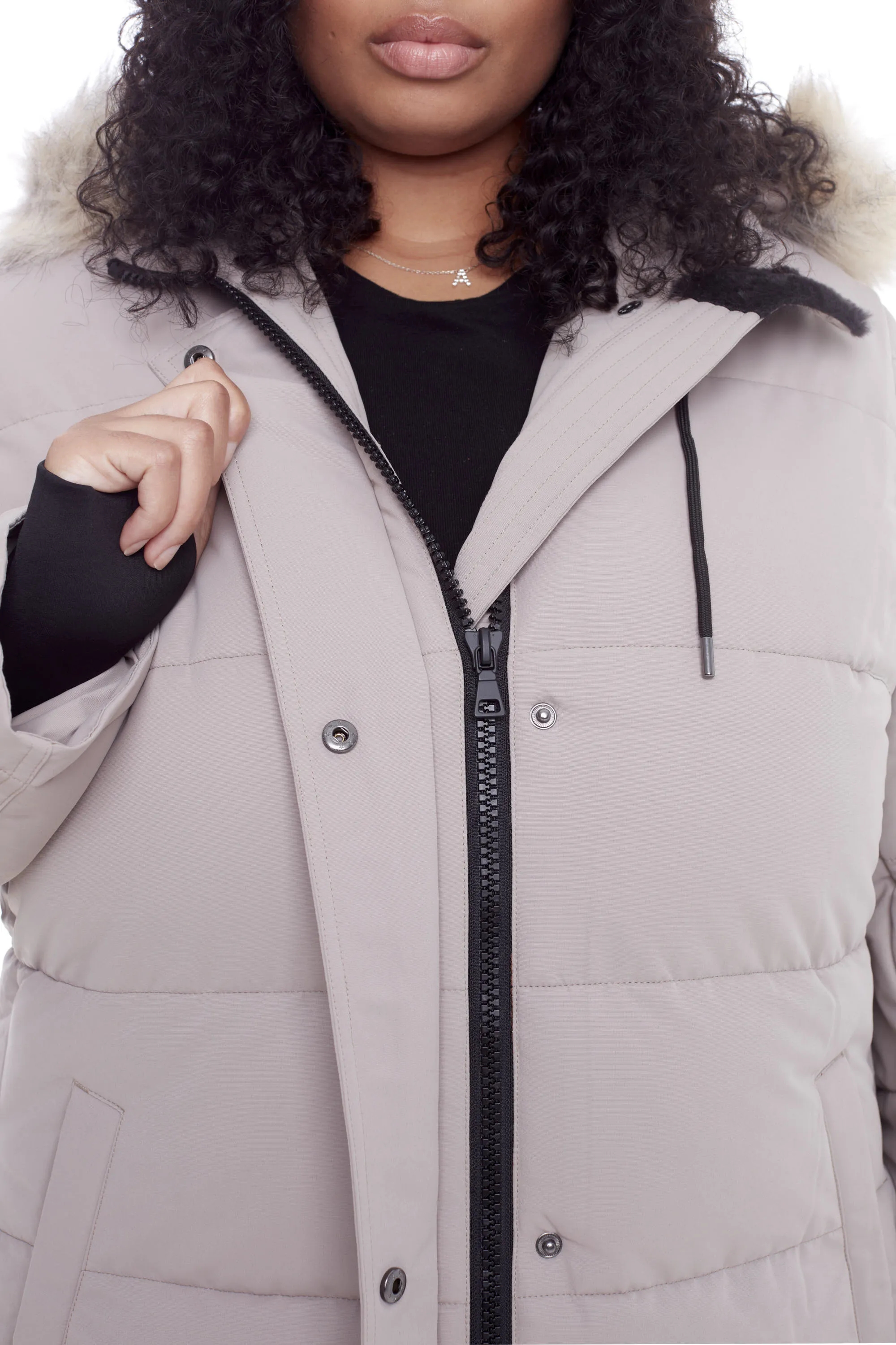 AULAVIK PLUS | WOMEN'S VEGAN DOWN (RECYCLED) MID-LENGTH HOODED PARKA COAT (PLUS SIZE)