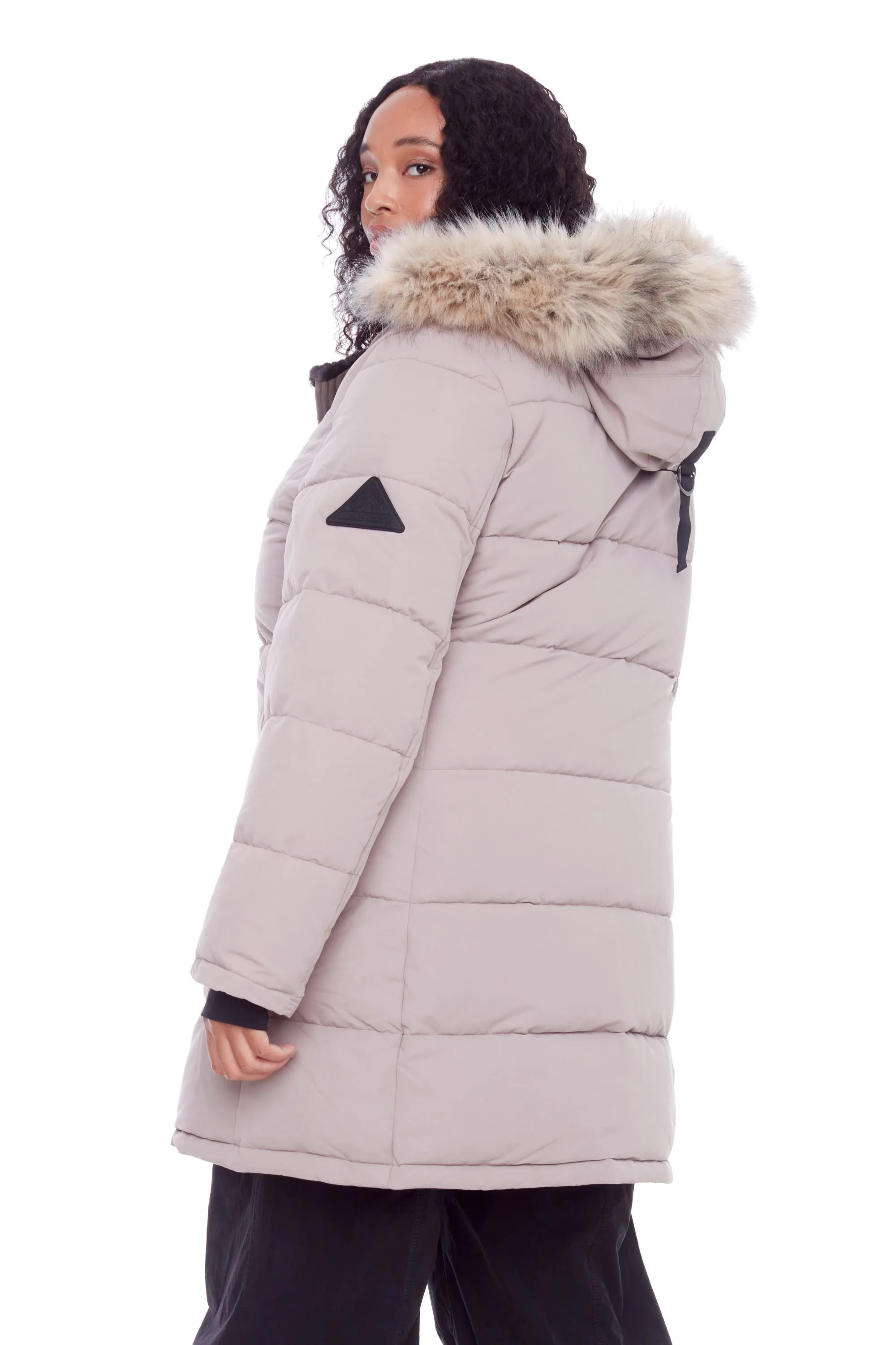 AULAVIK PLUS | WOMEN'S VEGAN DOWN (RECYCLED) MID-LENGTH HOODED PARKA COAT (PLUS SIZE)