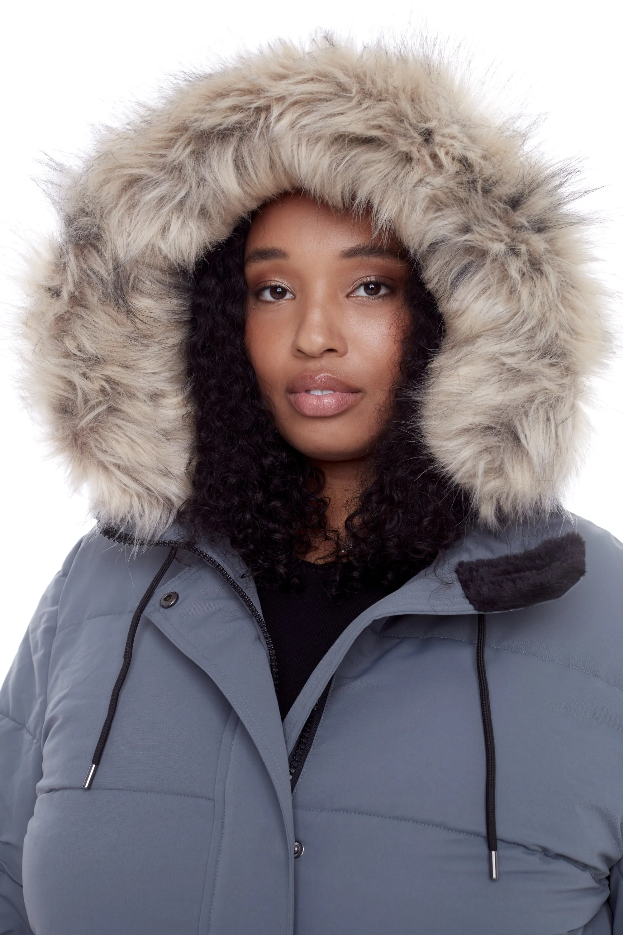 AULAVIK PLUS | WOMEN'S VEGAN DOWN (RECYCLED) MID-LENGTH HOODED PARKA COAT (PLUS SIZE)
