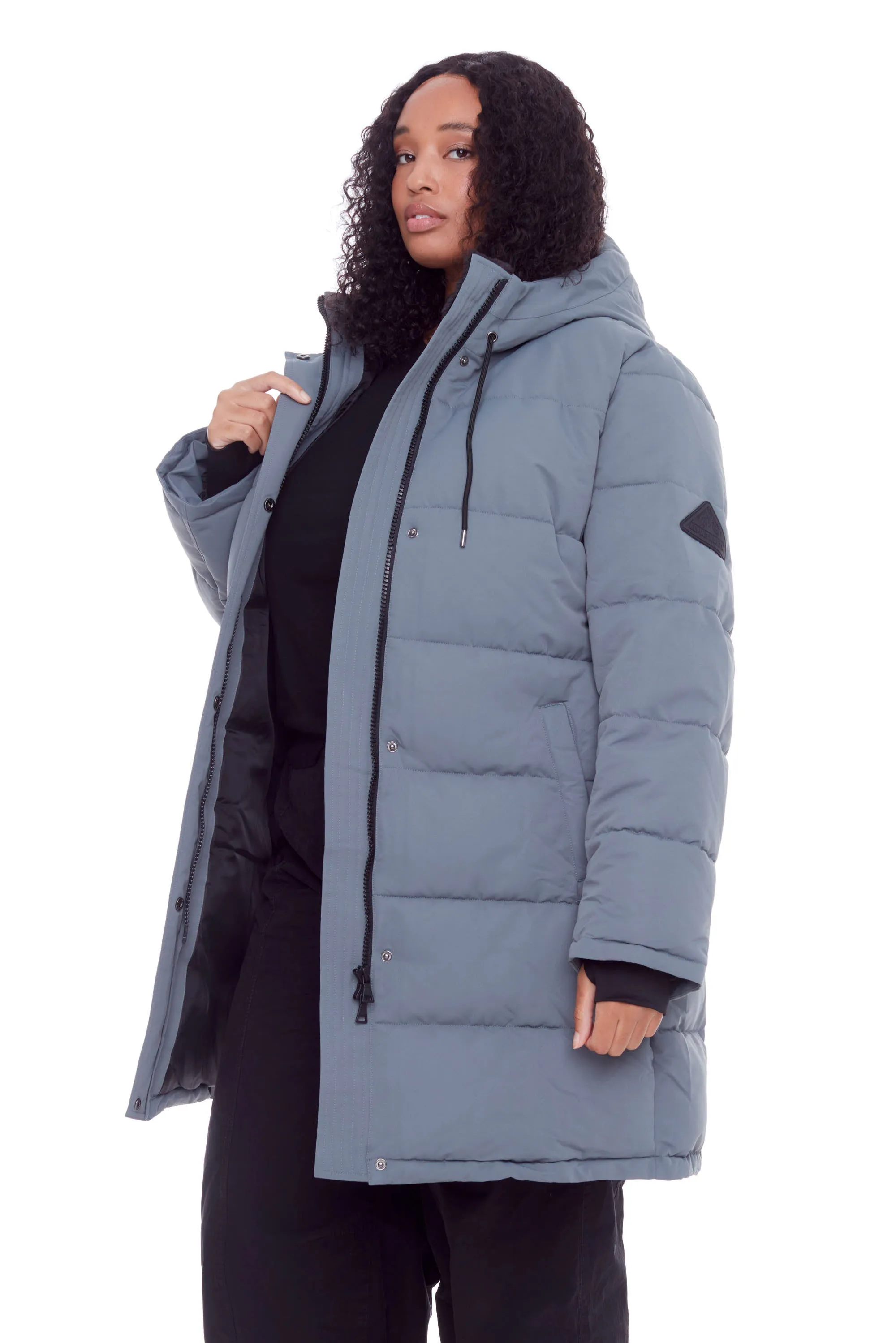AULAVIK PLUS | WOMEN'S VEGAN DOWN (RECYCLED) MID-LENGTH HOODED PARKA COAT (PLUS SIZE)