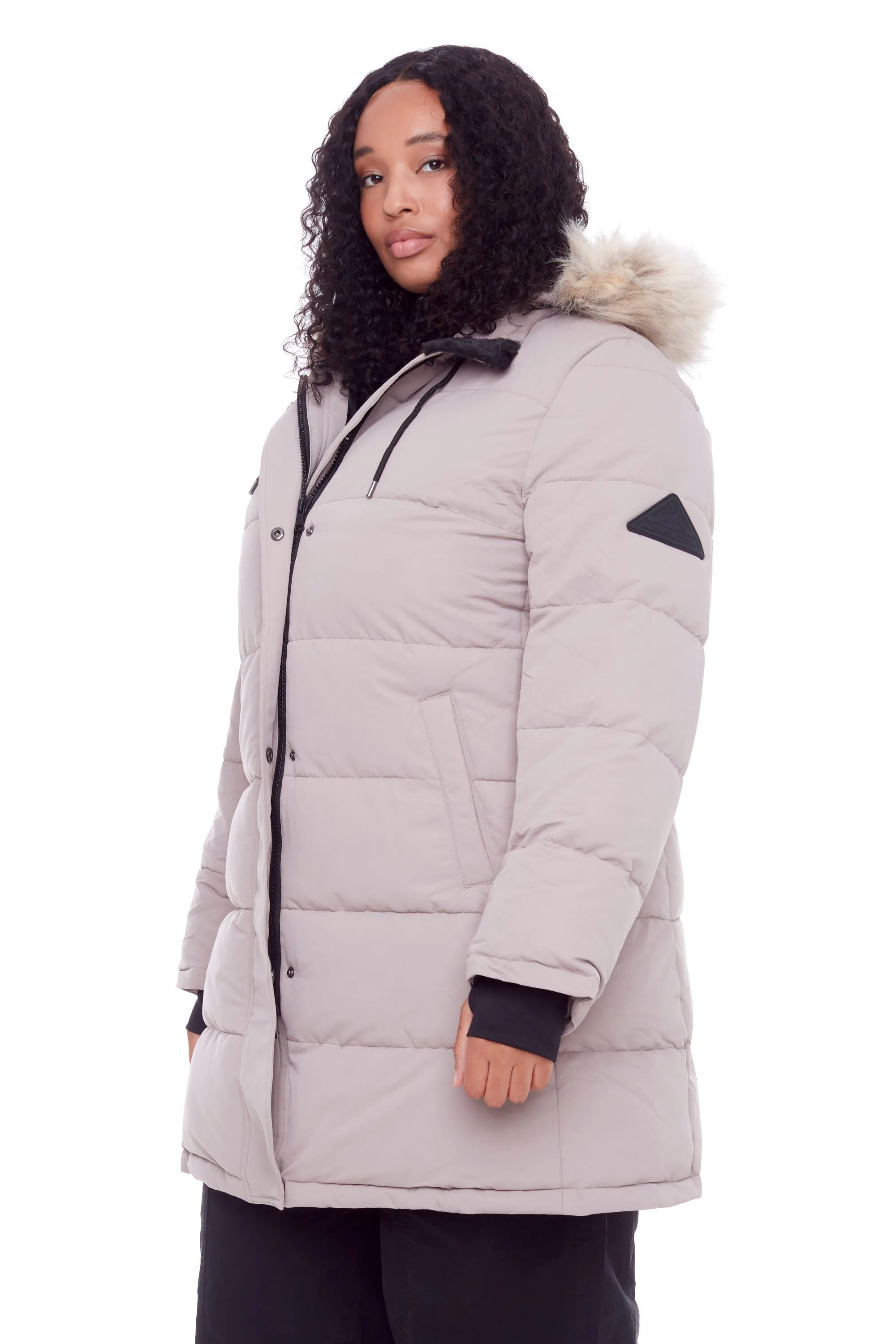AULAVIK PLUS | WOMEN'S VEGAN DOWN (RECYCLED) MID-LENGTH HOODED PARKA COAT (PLUS SIZE)