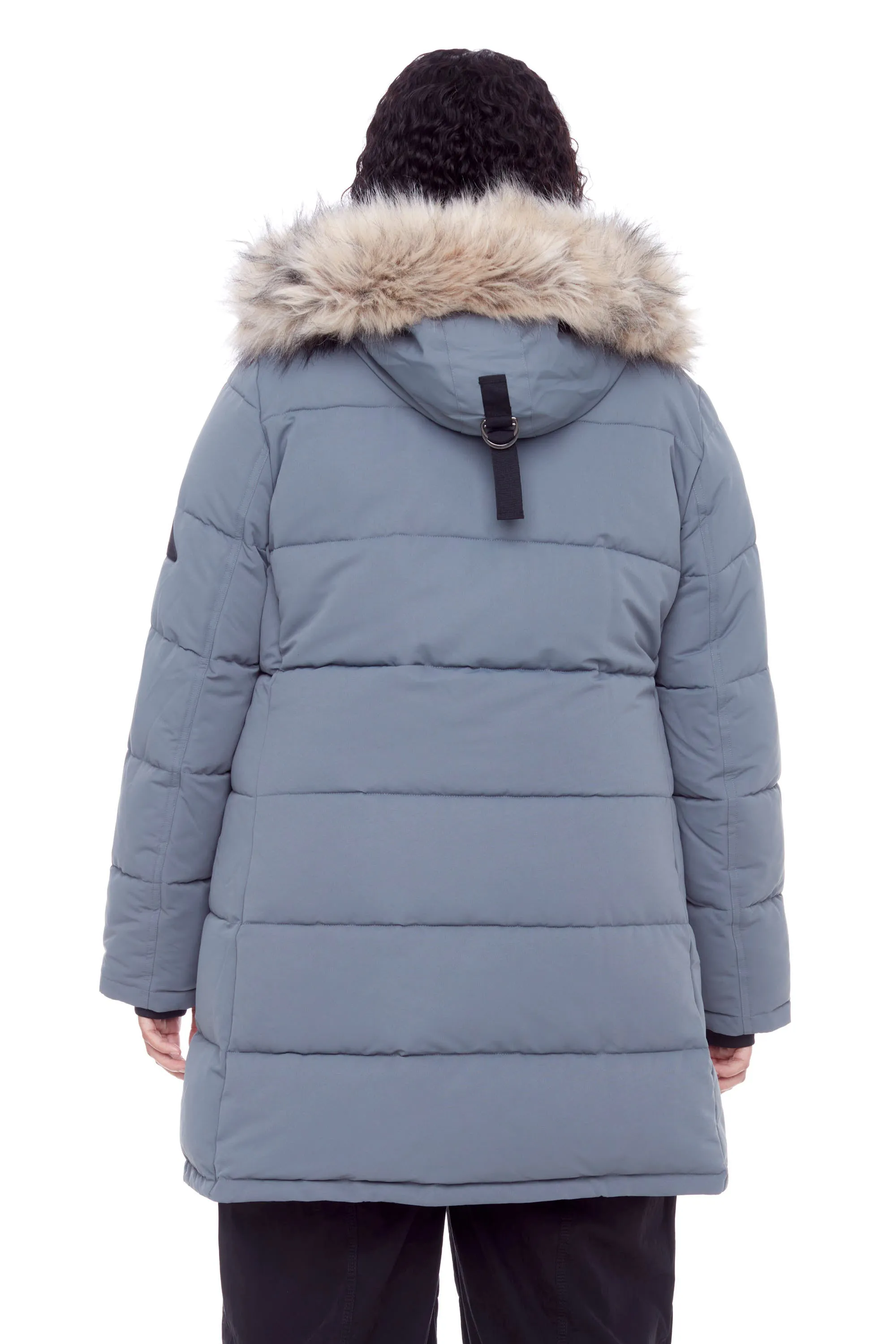 AULAVIK PLUS | WOMEN'S VEGAN DOWN (RECYCLED) MID-LENGTH HOODED PARKA COAT (PLUS SIZE)