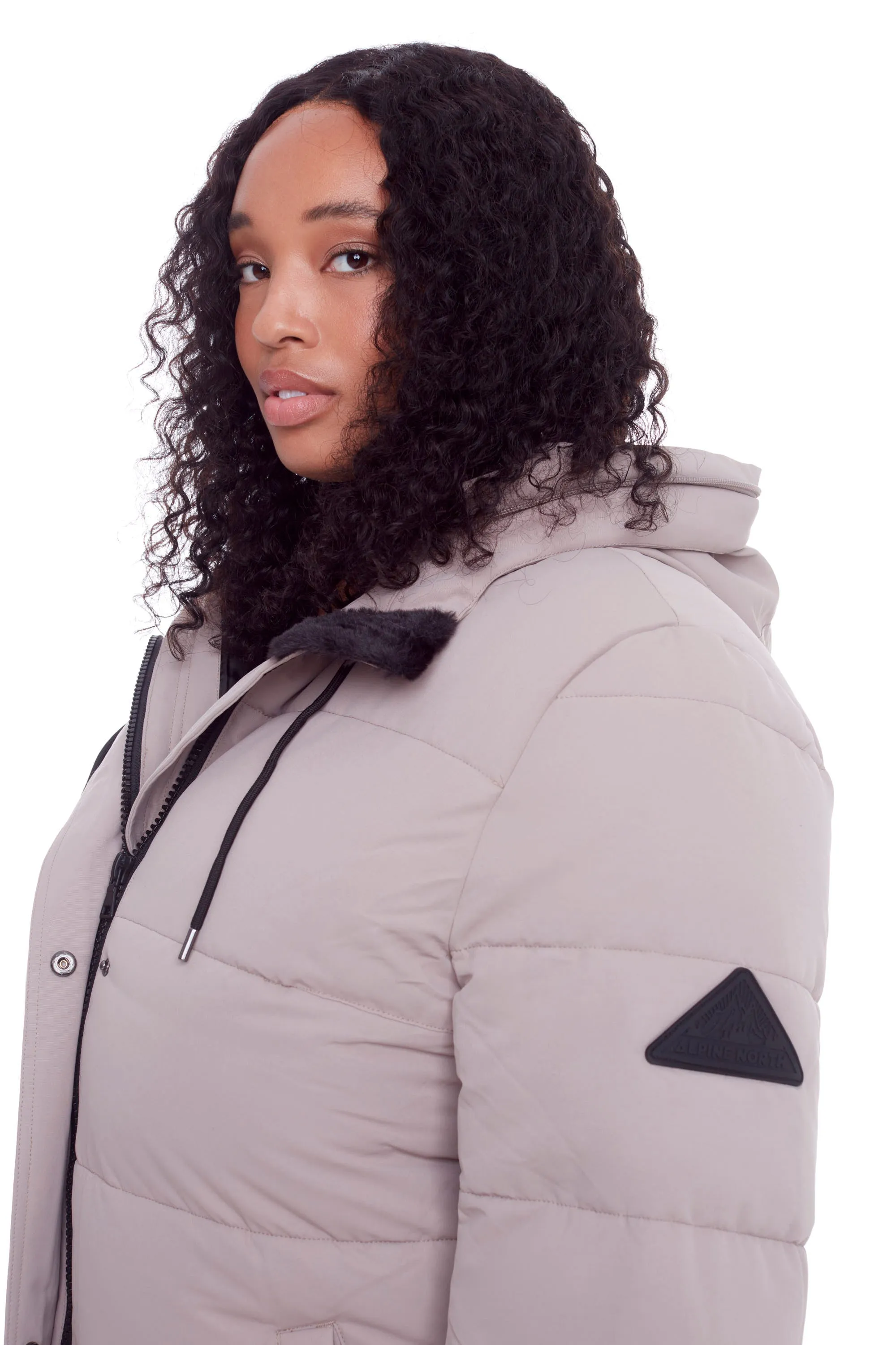 AULAVIK PLUS | WOMEN'S VEGAN DOWN (RECYCLED) MID-LENGTH HOODED PARKA COAT (PLUS SIZE)