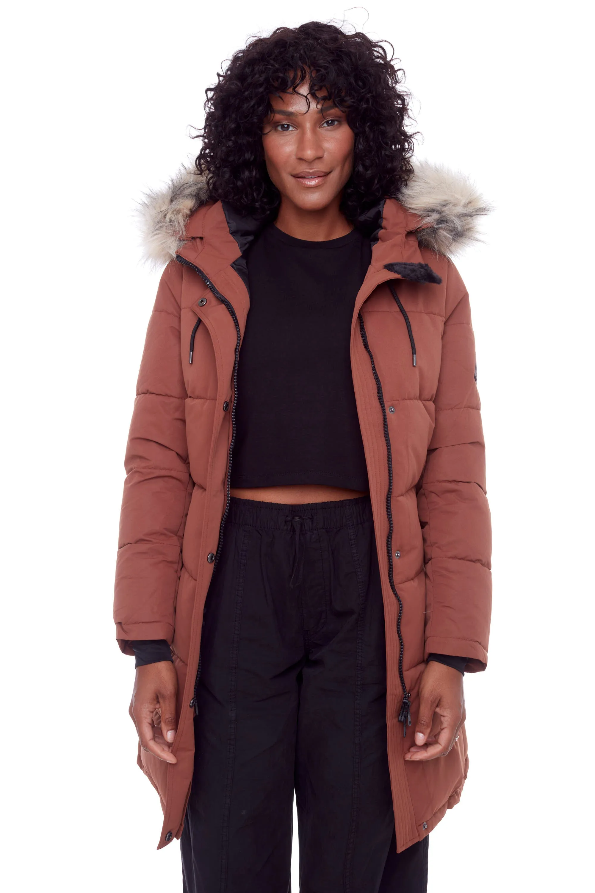 AULAVIK | WOMEN'S VEGAN DOWN (RECYCLED) MID-LENGTH HOODED PARKA COAT