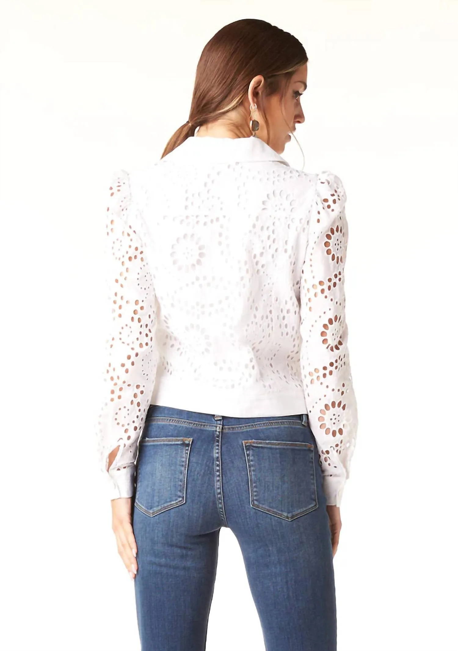 Averill Eyelet Jacket In White Eyelet