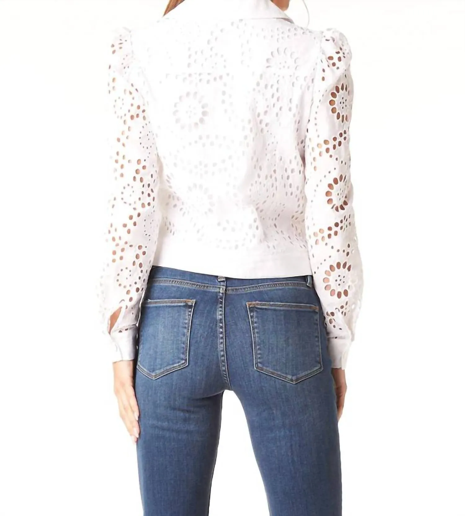 Averill Eyelet Jacket In White Eyelet