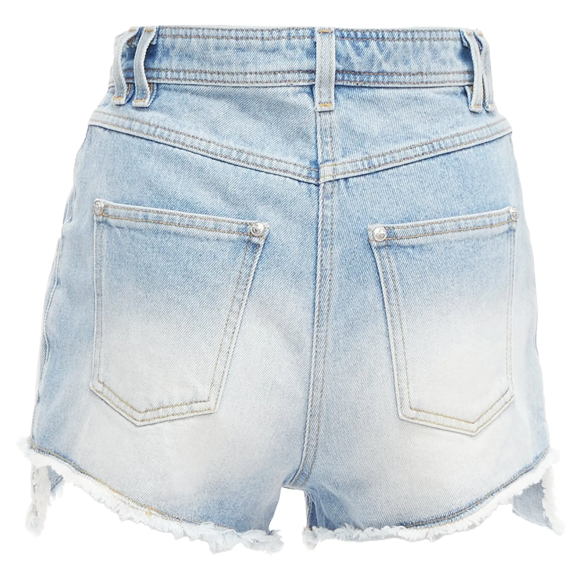 Balmain washed cotton denim panel pockets cut cutaway cargo shorts