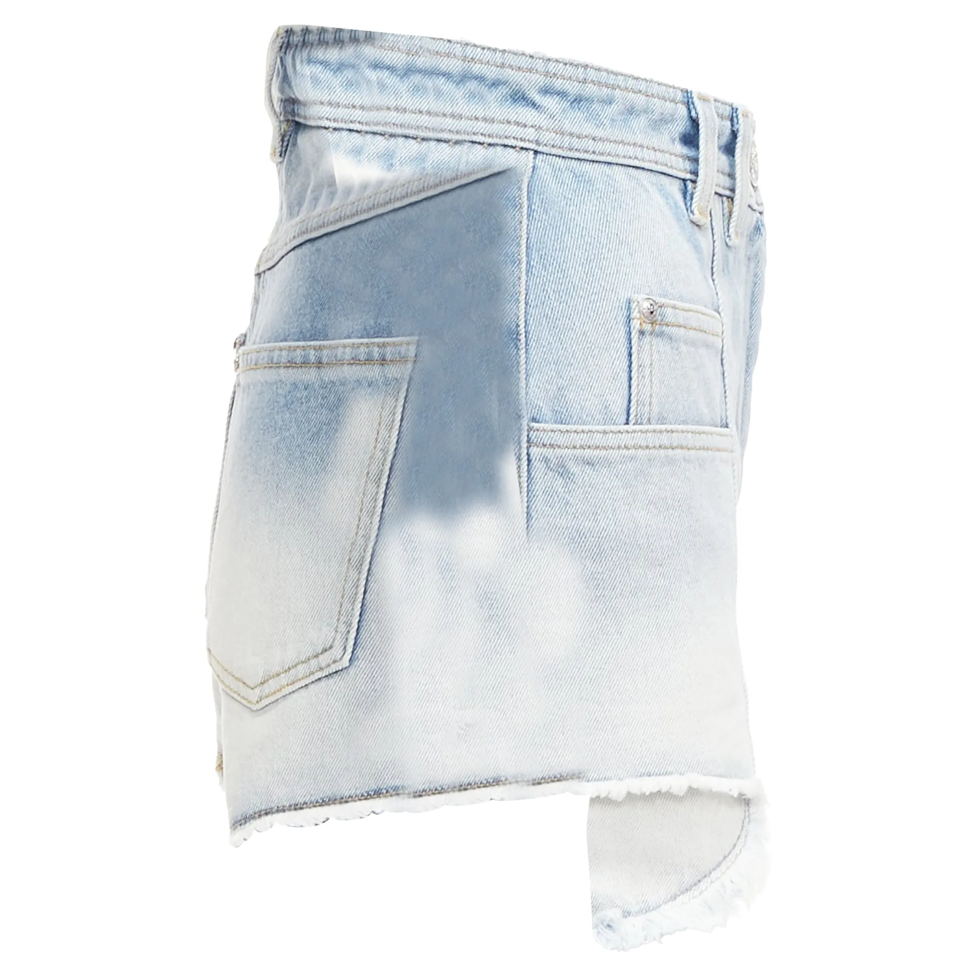 Balmain washed cotton denim panel pockets cut cutaway cargo shorts