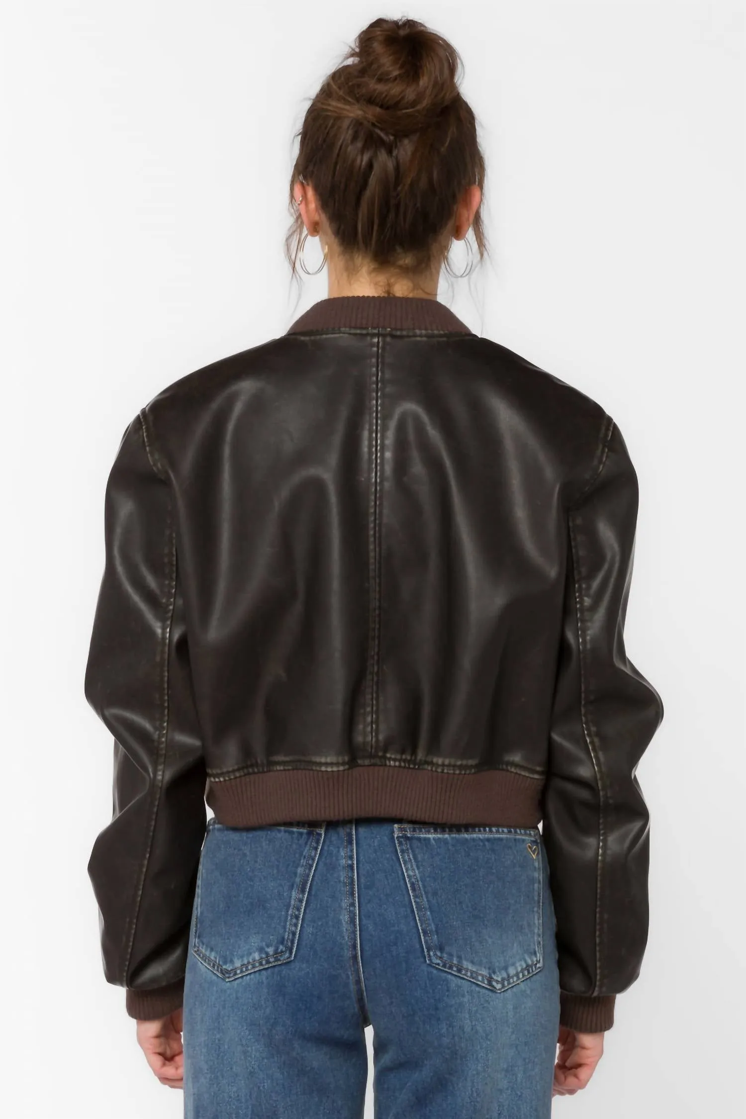 Becca Crop Bomber Jacket In Brown