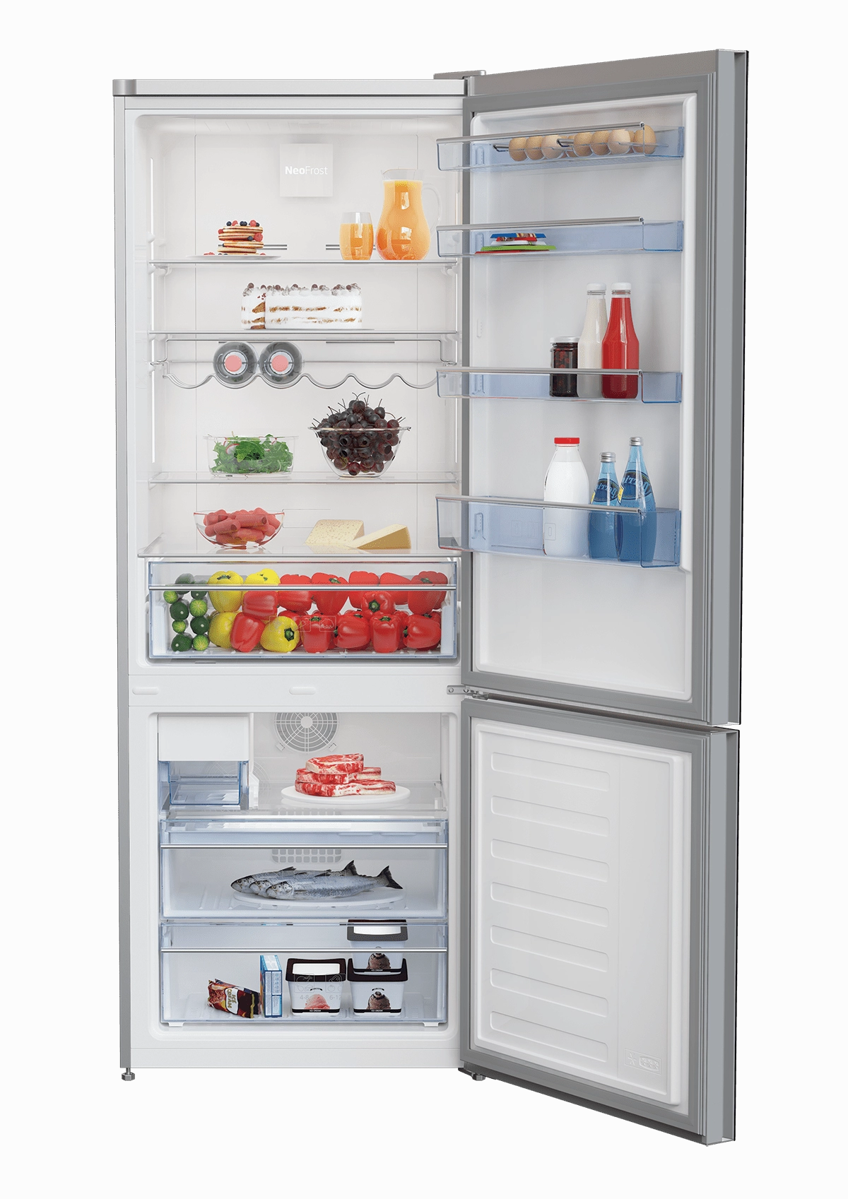 Beko BFBF2715GSIM 27" Freezer Bottom Black Glass Refrigerator With Auto Ice Maker
