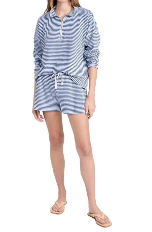 Bisous Striped Shorts In Cerulean/white
