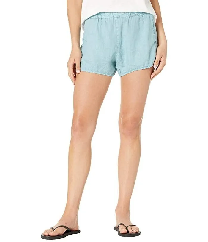 Blanknyc Goin Steady Sweat Shorts Womens XS Blue 100% Linen Elastic Waist JDM153