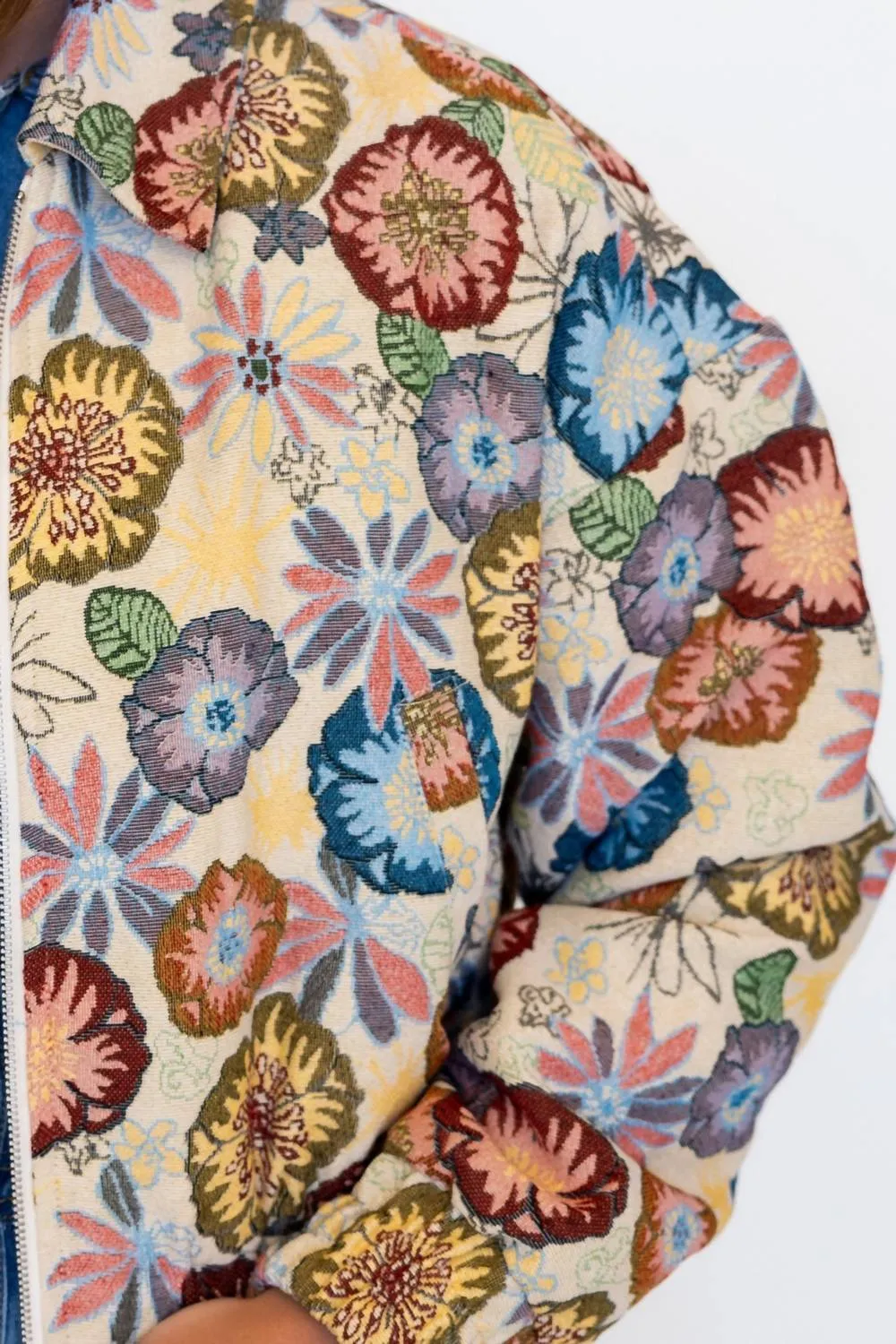 Blooming Bomber Jacket In Multi-Colored