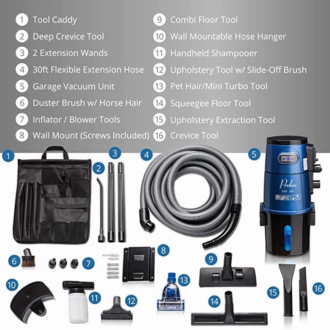 Blue Prolux Wet/Dry Garage Vacuum, Shampooer, Blower and Detailer