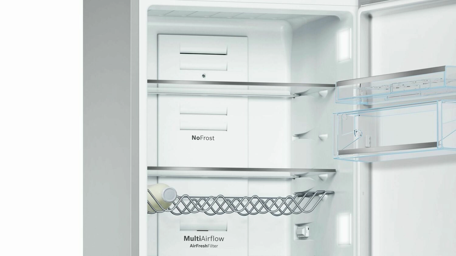 Bosch B10CB81NVW 800 Series Free-Standing Fridge-Freezer With Freezer At Bottom, Glass Door 23.5'' White B10Cb81Nvw