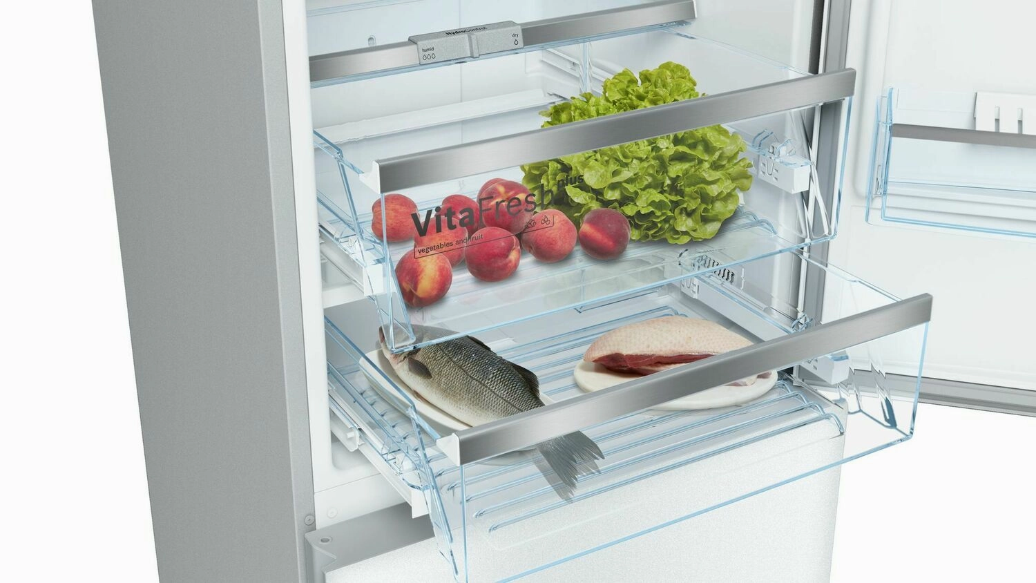Bosch B10CB81NVW 800 Series Free-Standing Fridge-Freezer With Freezer At Bottom, Glass Door 23.5'' White B10Cb81Nvw