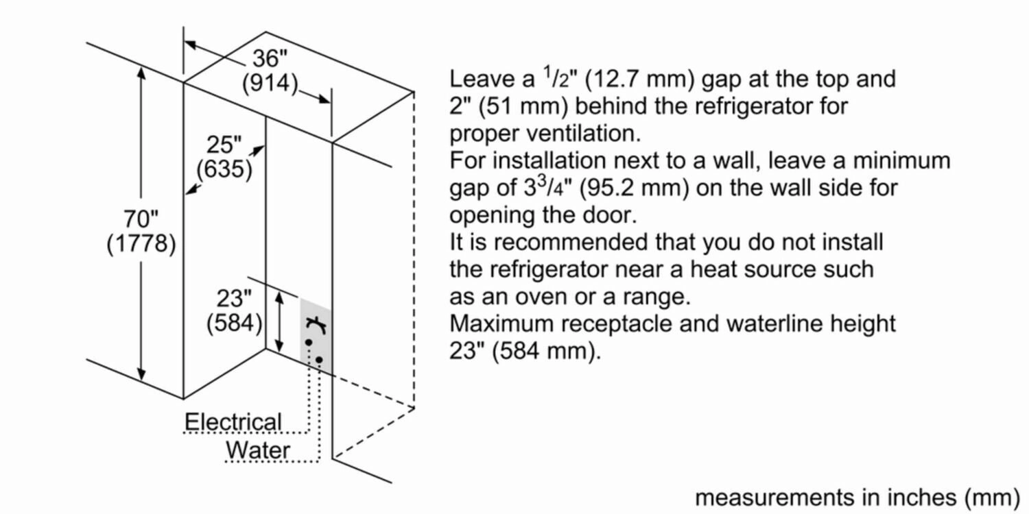 Bosch B20CS30SNS 300 Series Freestanding Counter-Depth Side-By-Side Refrigerator 36'' Easy Clean Stainless Steel B20Cs30Sns
