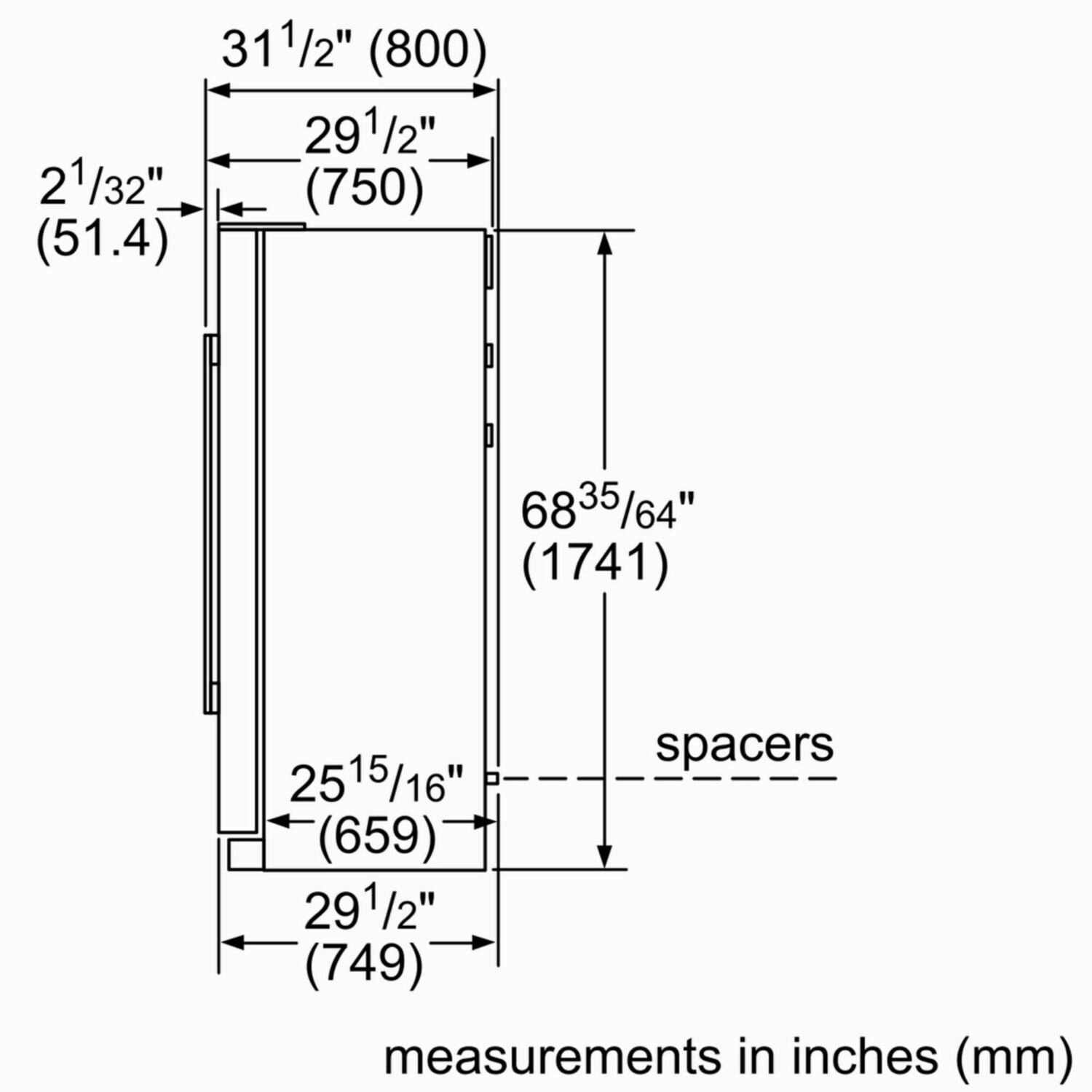 Bosch B20CS30SNS 300 Series Freestanding Counter-Depth Side-By-Side Refrigerator 36'' Easy Clean Stainless Steel B20Cs30Sns