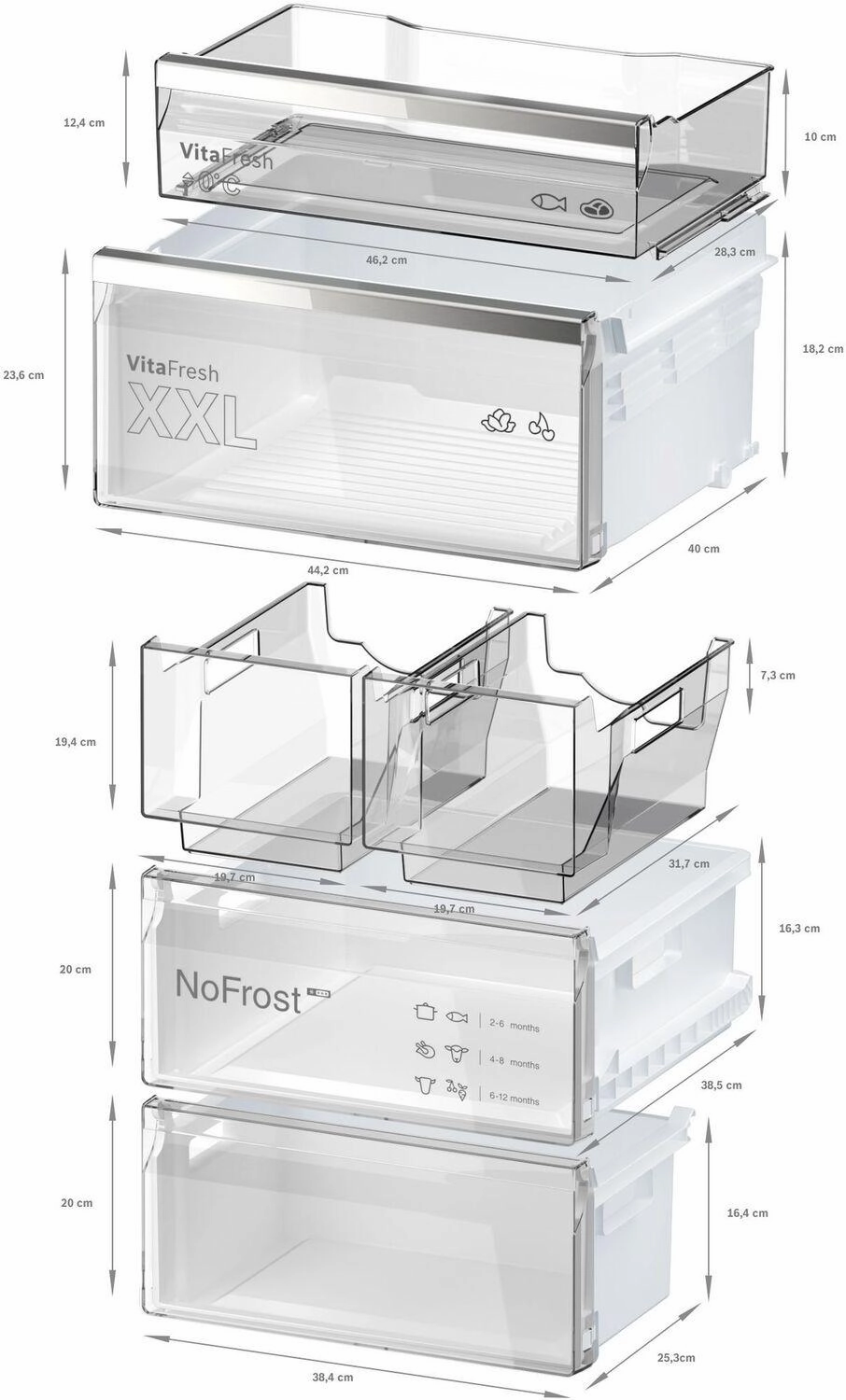 Bosch B24CB80ESW 800 Series Free-Standing Fridge-Freezer With Freezer At Bottom, Glass Door 24" White