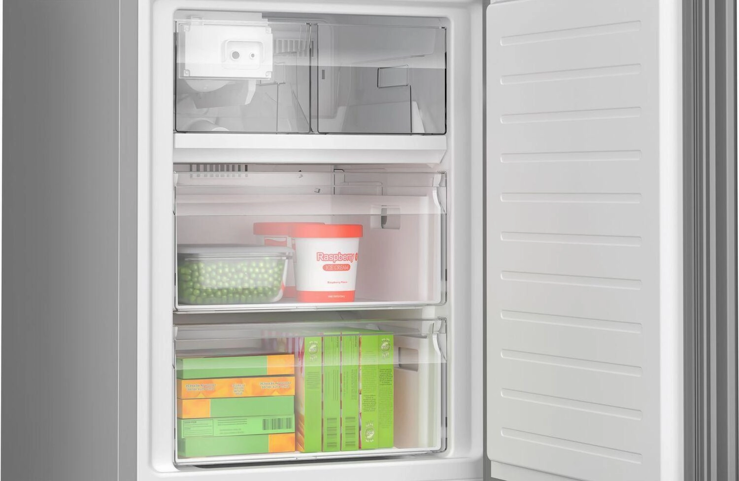 Bosch B24CB80ESW 800 Series Free-Standing Fridge-Freezer With Freezer At Bottom, Glass Door 24" White
