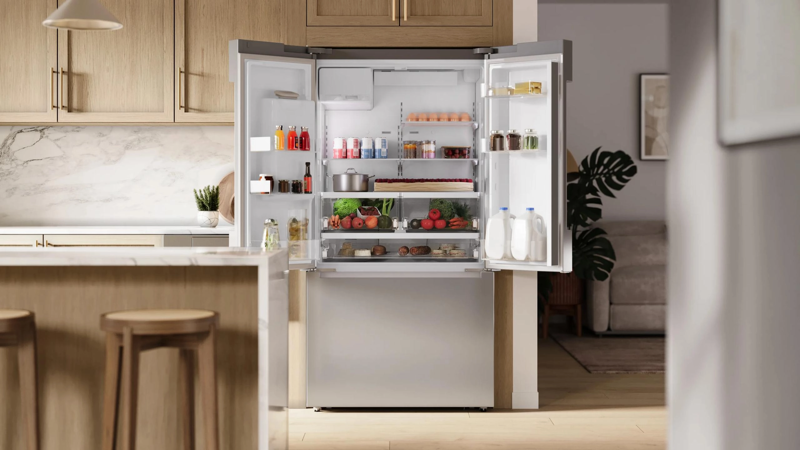 Bosch B36CD10ENS 100 Series French Door Bottom Mount Refrigerator 36" Stainless Steel (With Anti-Fingerprint), Total No Frost