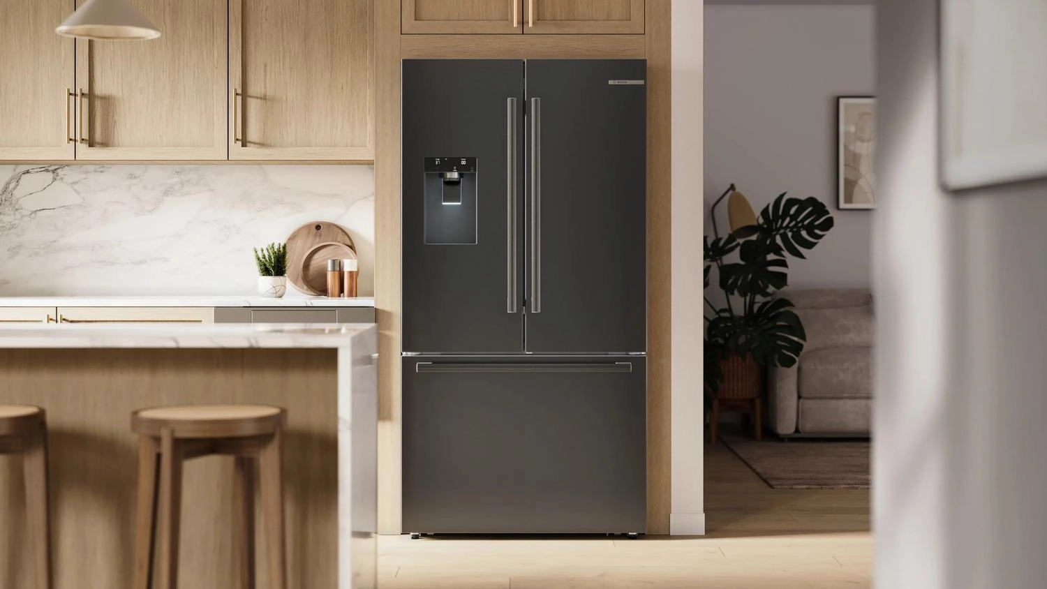 Bosch B36CD52SNB 500 Series French Door Bottom Mount Refrigerator 36" Black Stainless Steel, Total No Frost