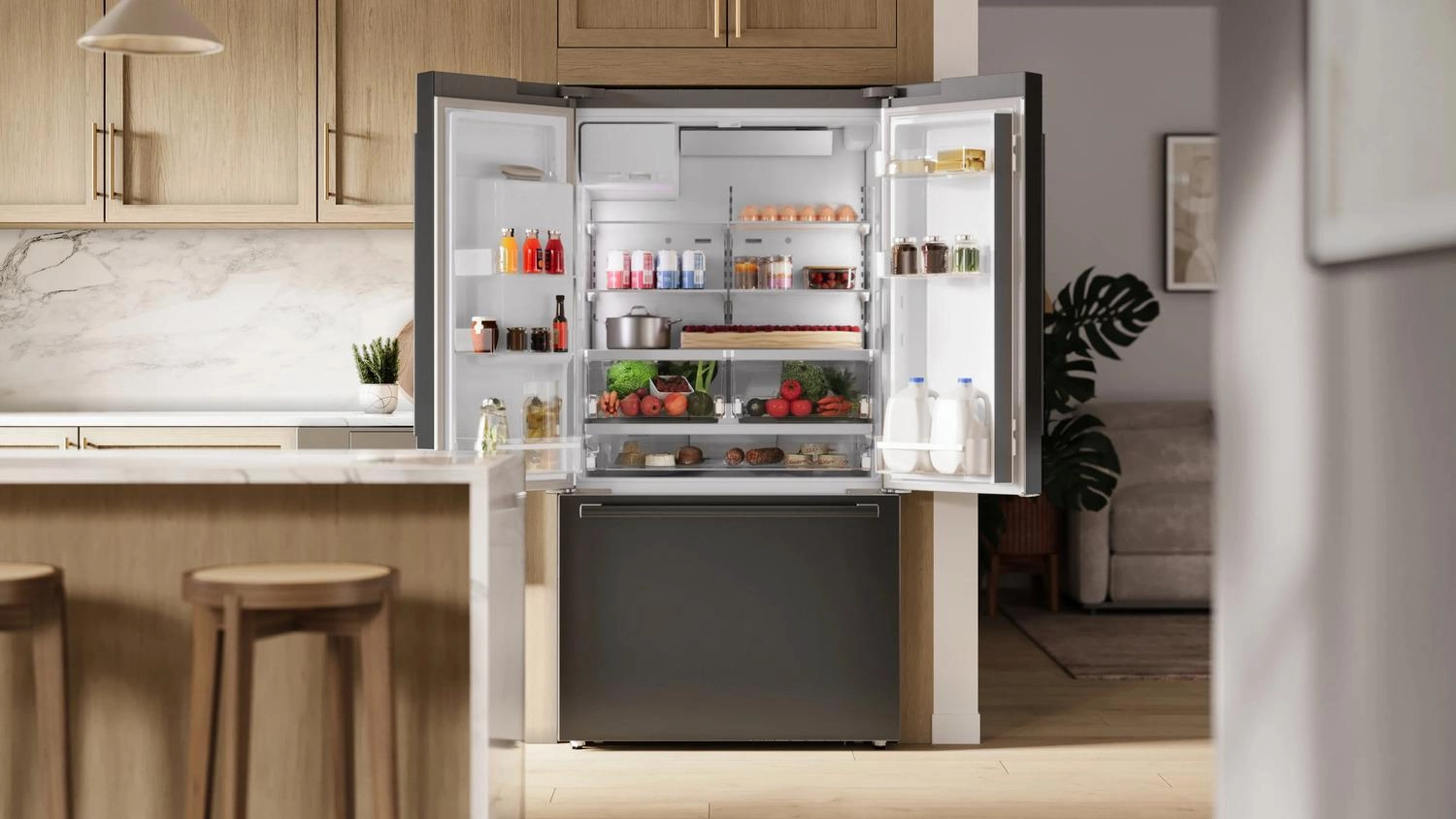 Bosch B36CD52SNB 500 Series French Door Bottom Mount Refrigerator 36" Black Stainless Steel, Total No Frost