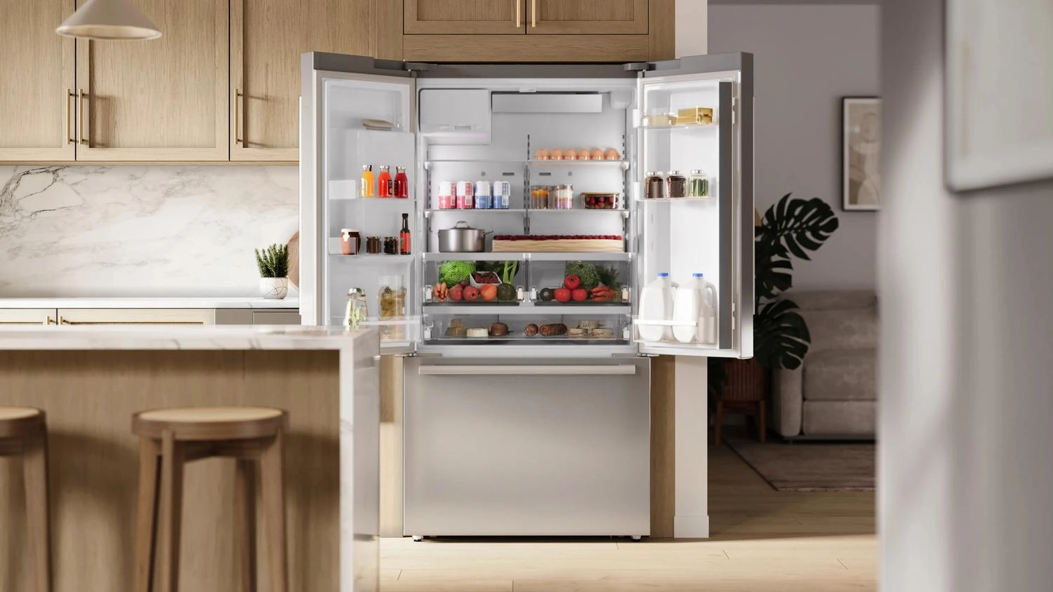Bosch B36CD52SNS 500 Series French Door Bottom Mount Refrigerator 36" Stainless Steel (With Anti-Fingerprint), Total No Frost