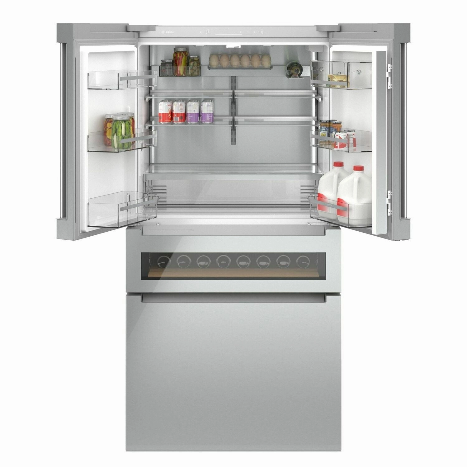 Bosch B36CL81ENG 800 Series French Door Bottom Mount Refrigerator 36'' Easy Clean Stainless Steel B36Cl81Eng
