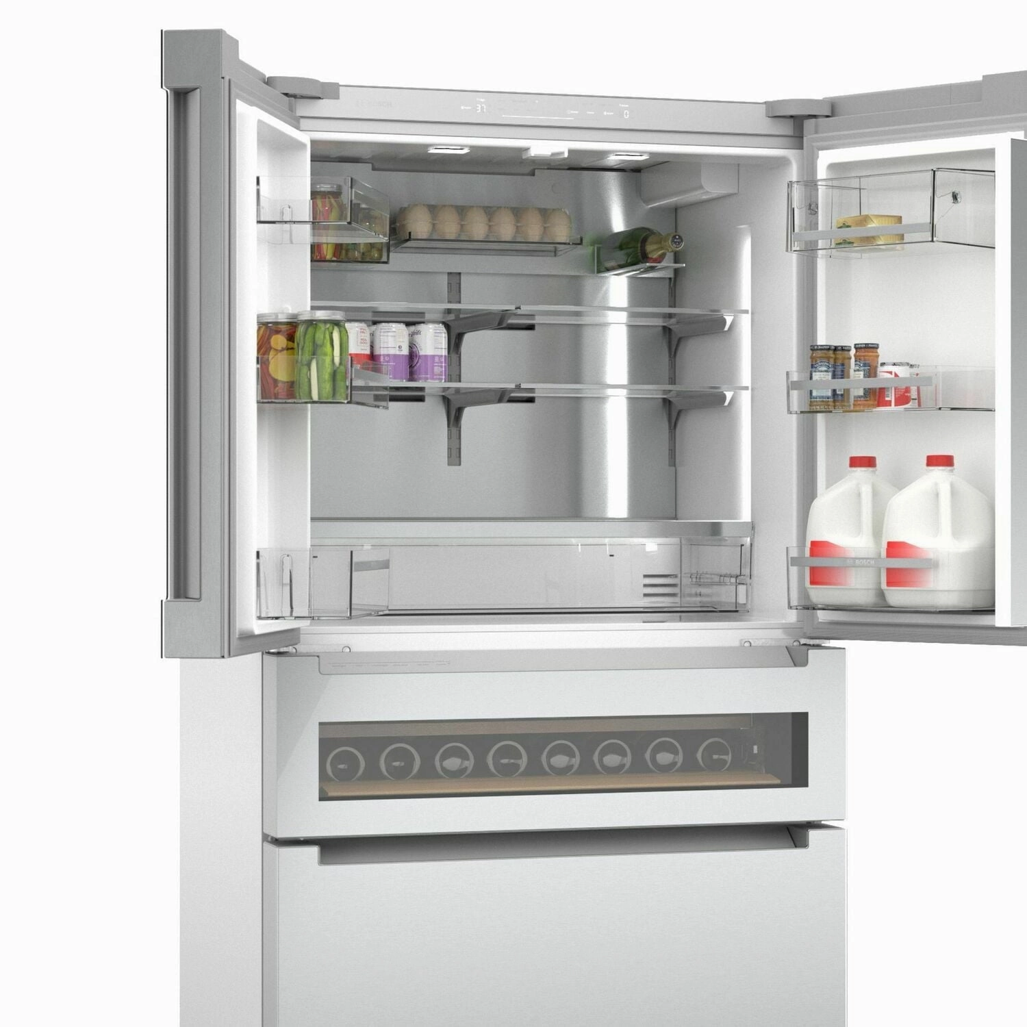 Bosch B36CL81ENG 800 Series French Door Bottom Mount Refrigerator 36'' Easy Clean Stainless Steel B36Cl81Eng