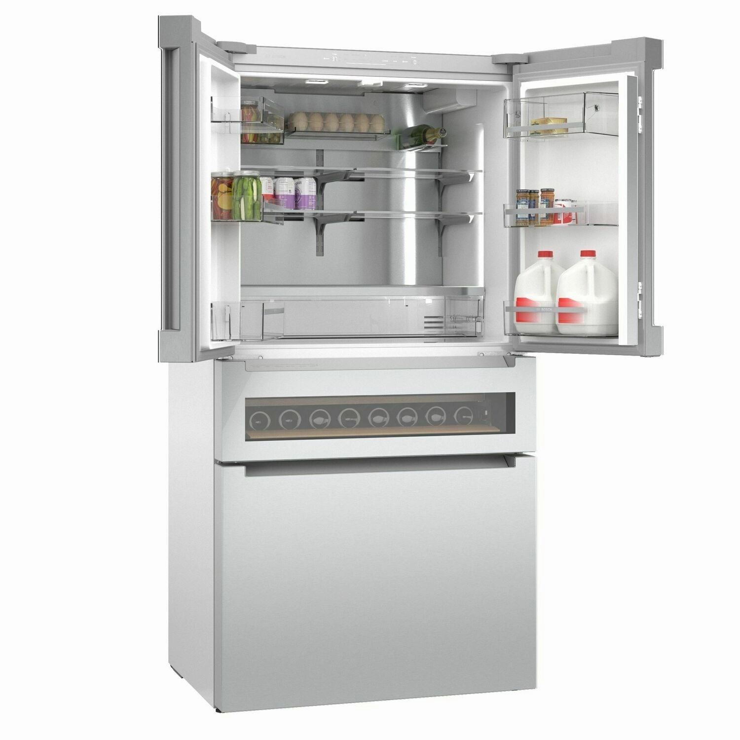 Bosch B36CL81ENG 800 Series French Door Bottom Mount Refrigerator 36'' Easy Clean Stainless Steel B36Cl81Eng