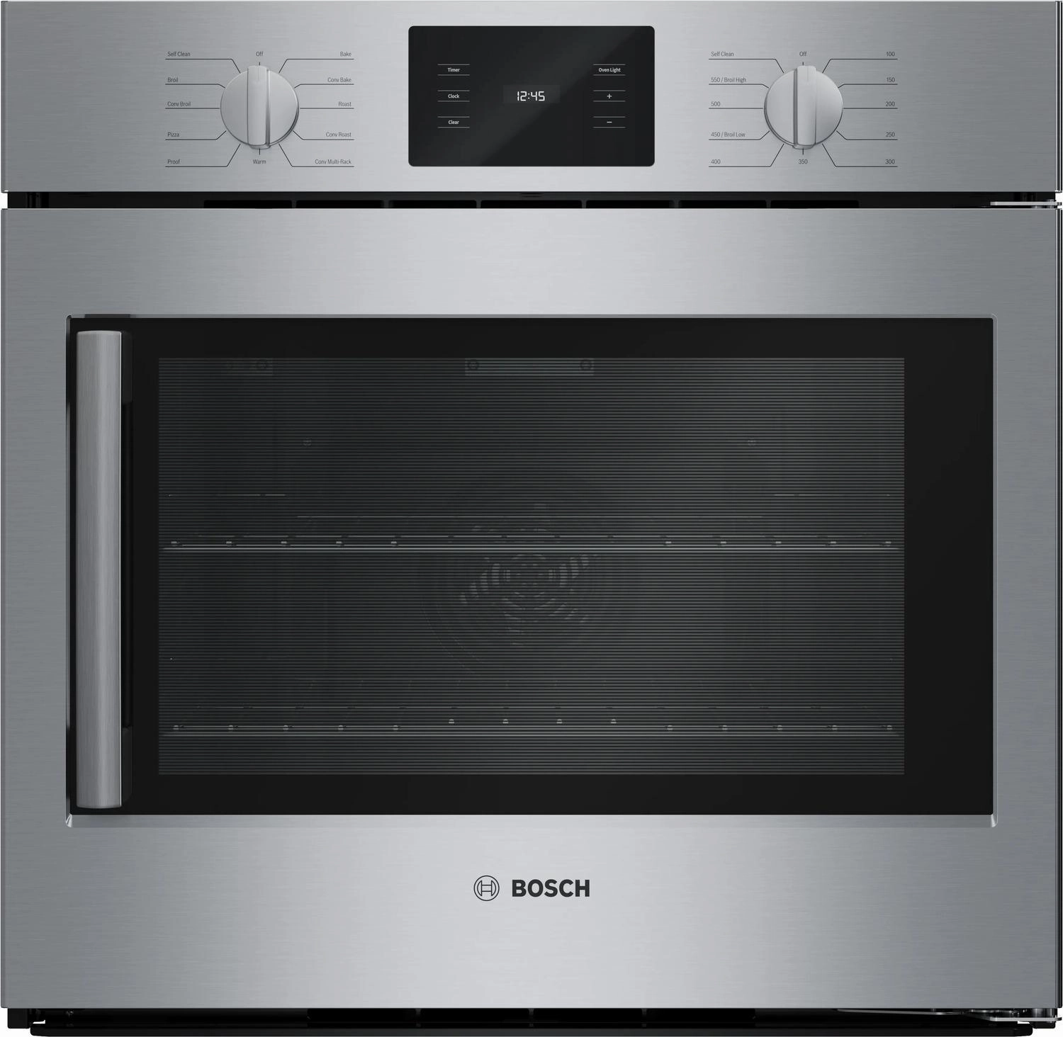 Bosch HBL5455RUC 500 Series Single Wall Oven 30" Right Sideopening Door, Stainless Steel Wall Ovens convection wall oven with steam assist