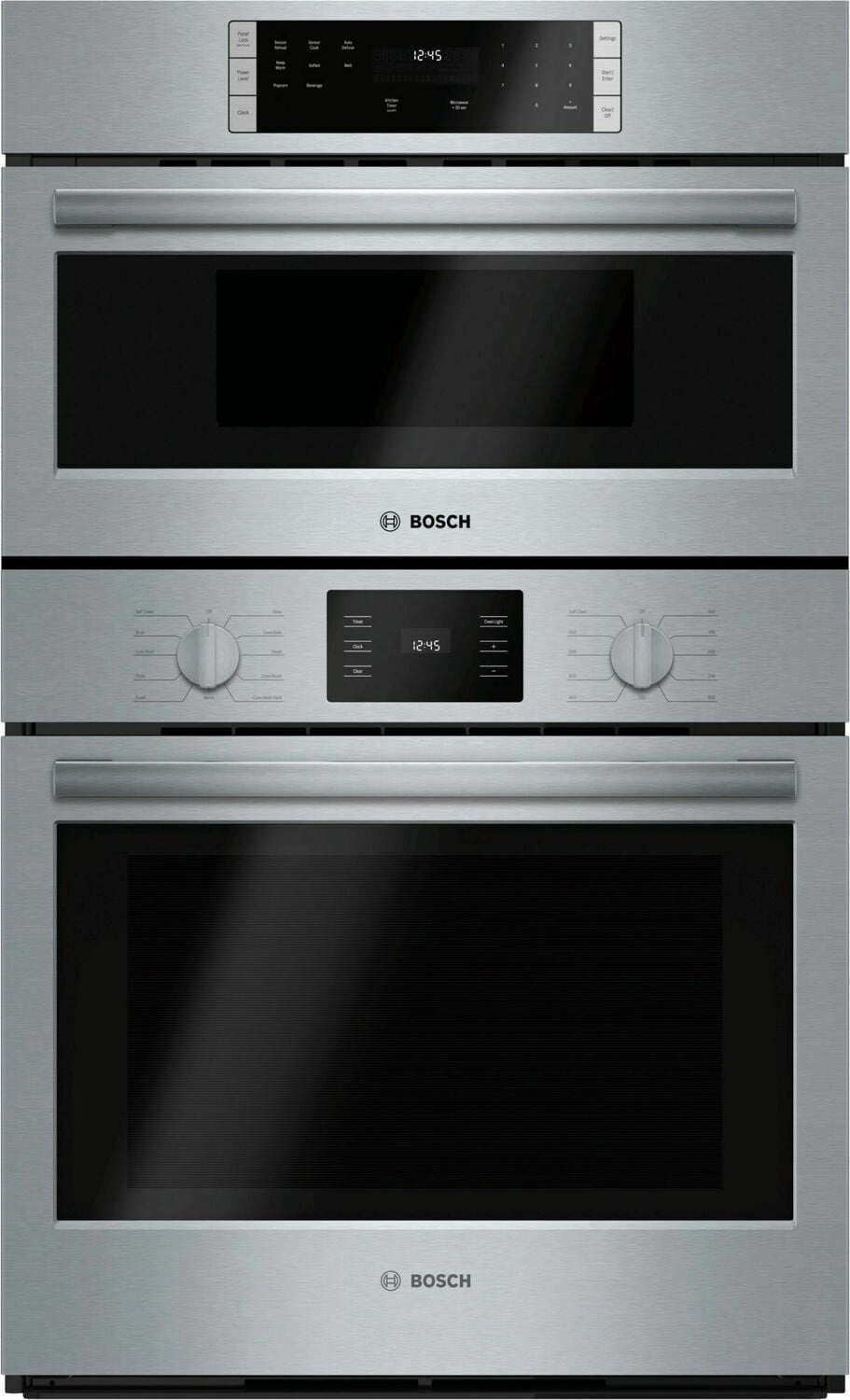 Bosch HBL57M52UC 500 Series, 30" Combo, Upper: Microwave, Lower: Eu Conv, Knob Control Wall Ovens 27 inch wall oven built-in