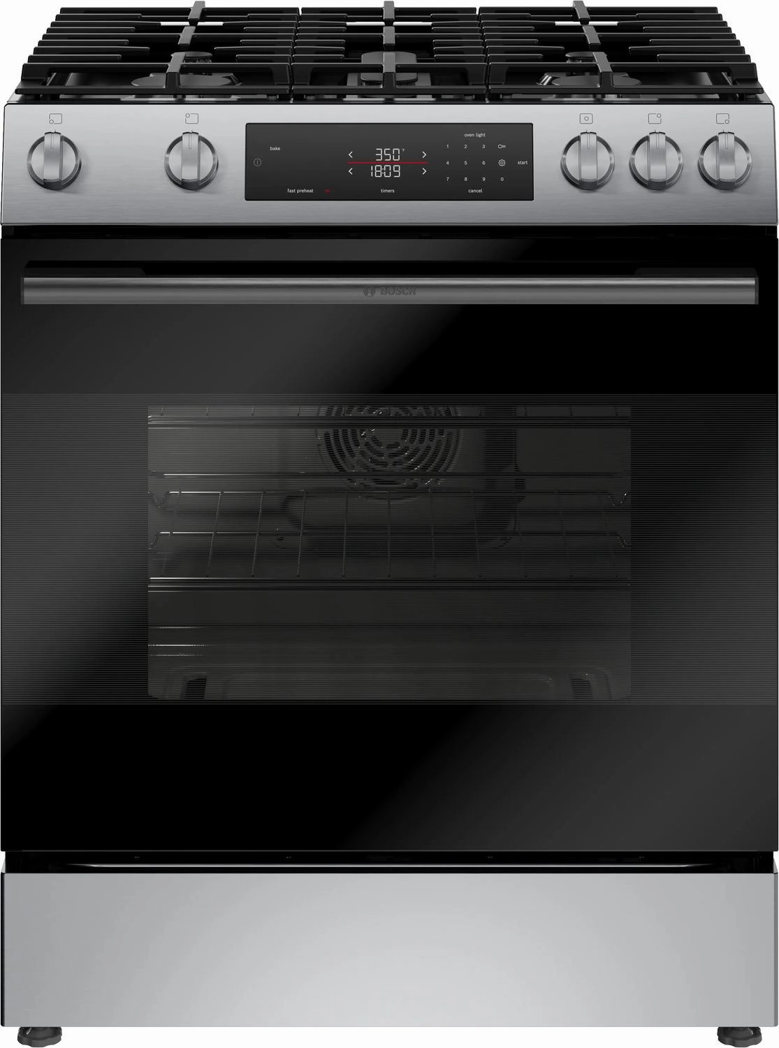 Bosch HGF1050MUC 100 Series Freestanding Gas Range Stainless Steel Freestanding Ranges freestanding dual fuel range 30 inch