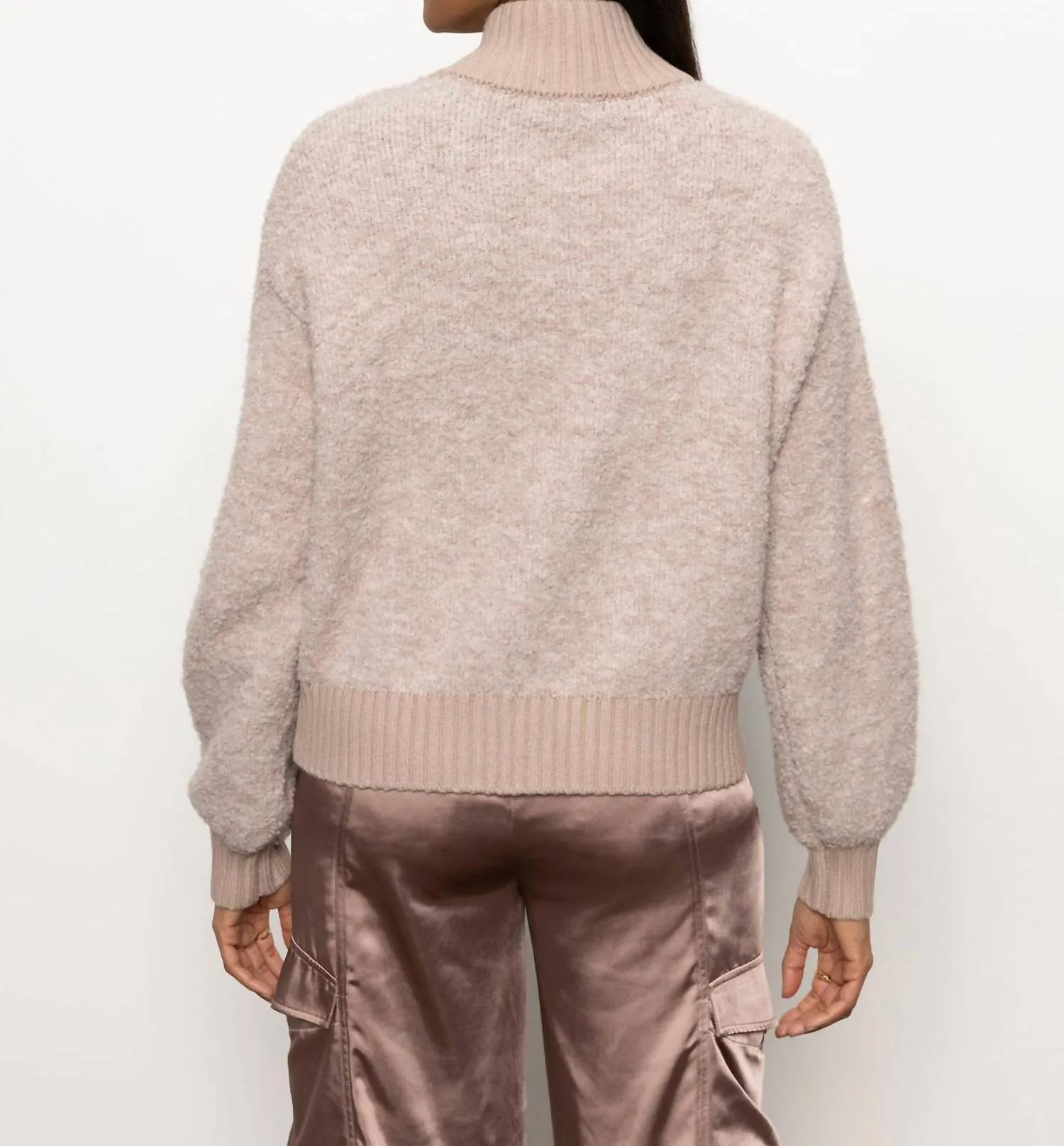 Boucle Knit Bomber Jacket In Feather