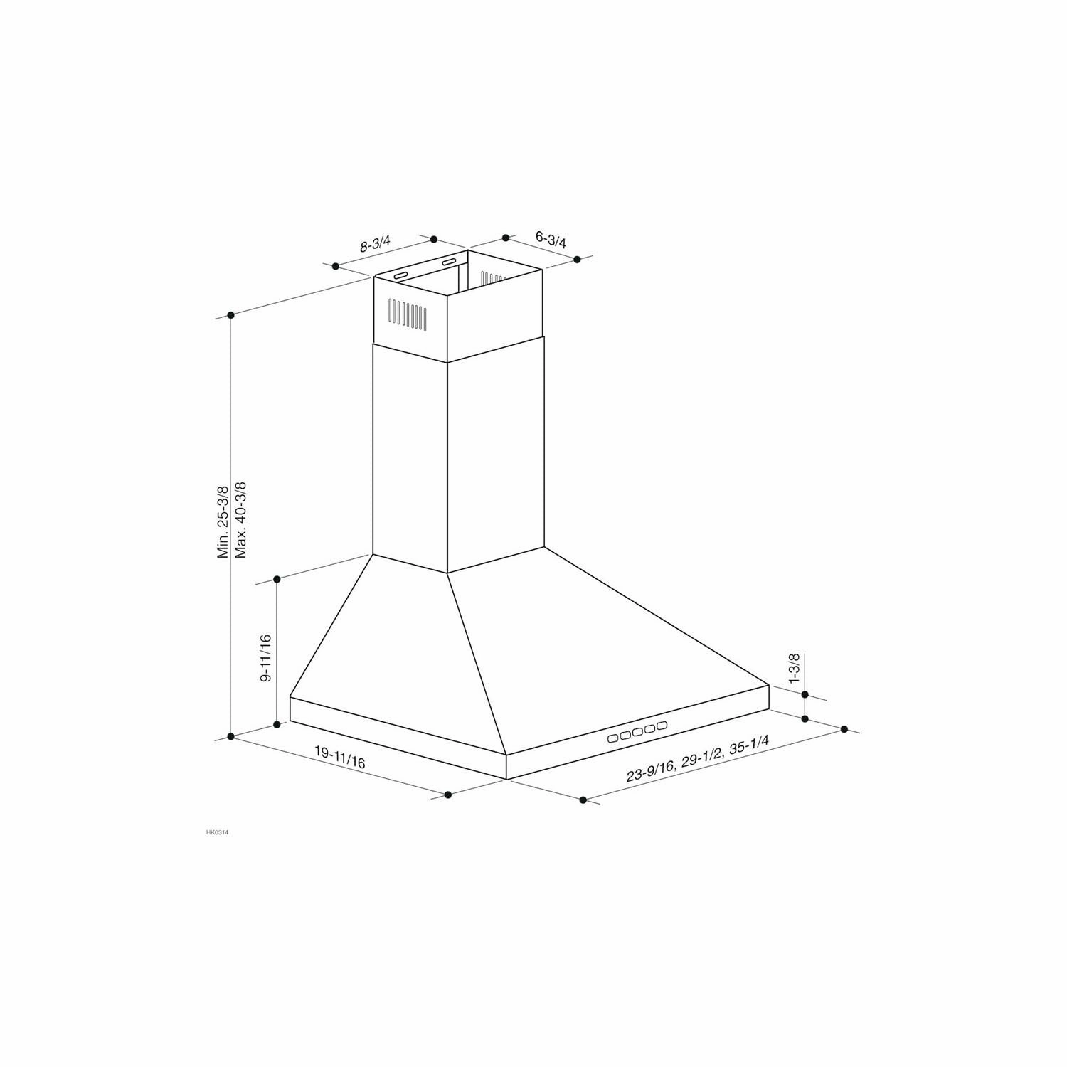 Broan BWP1364SS Broan 36-Inch Convertible Wall-Mount Pyramidal Chimney Range Hood, 450 Max Cfm, Stainless Steel